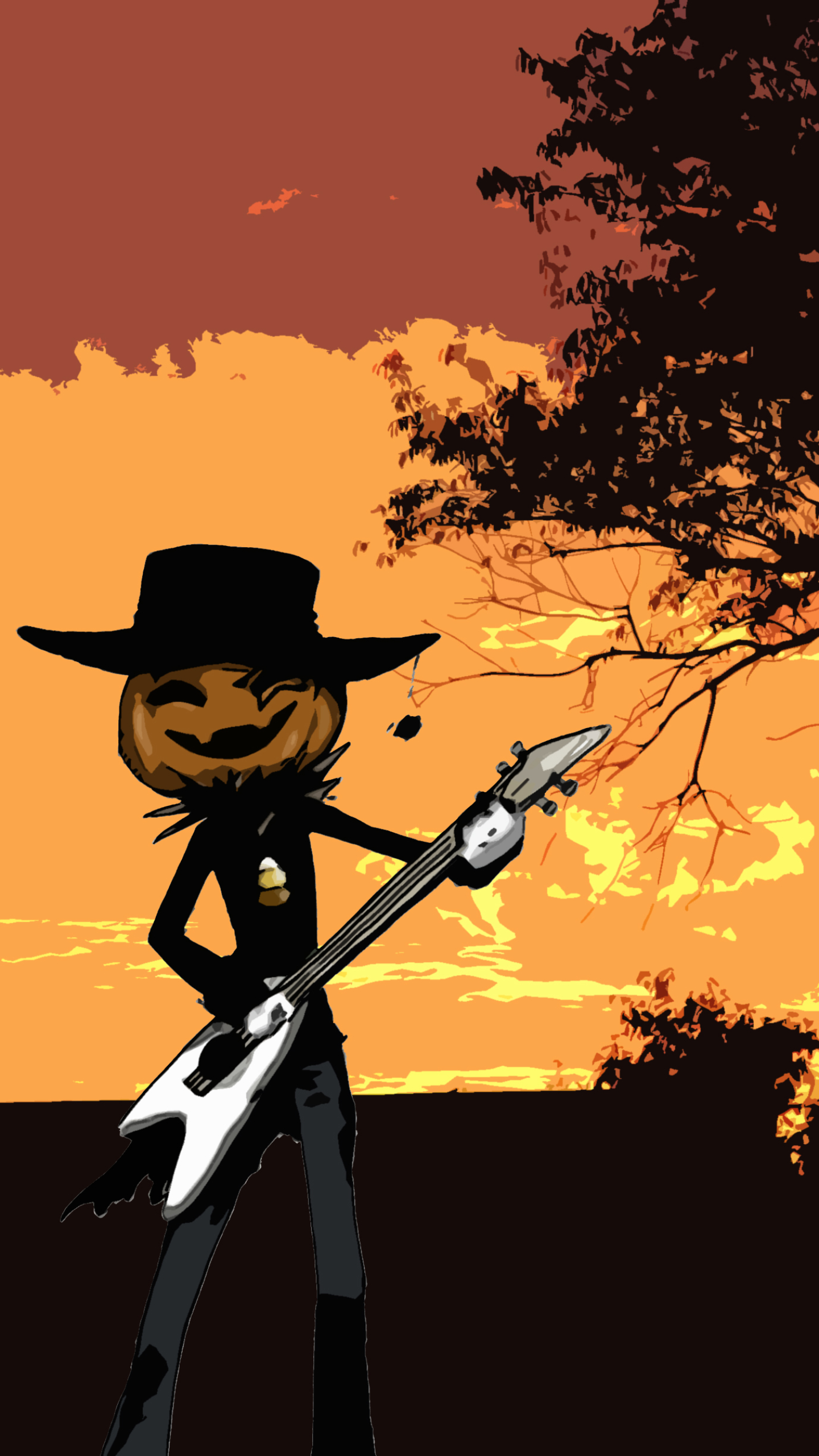 Download mobile wallpaper Halloween, Holiday, Guitar, Jack O' Lantern for free.