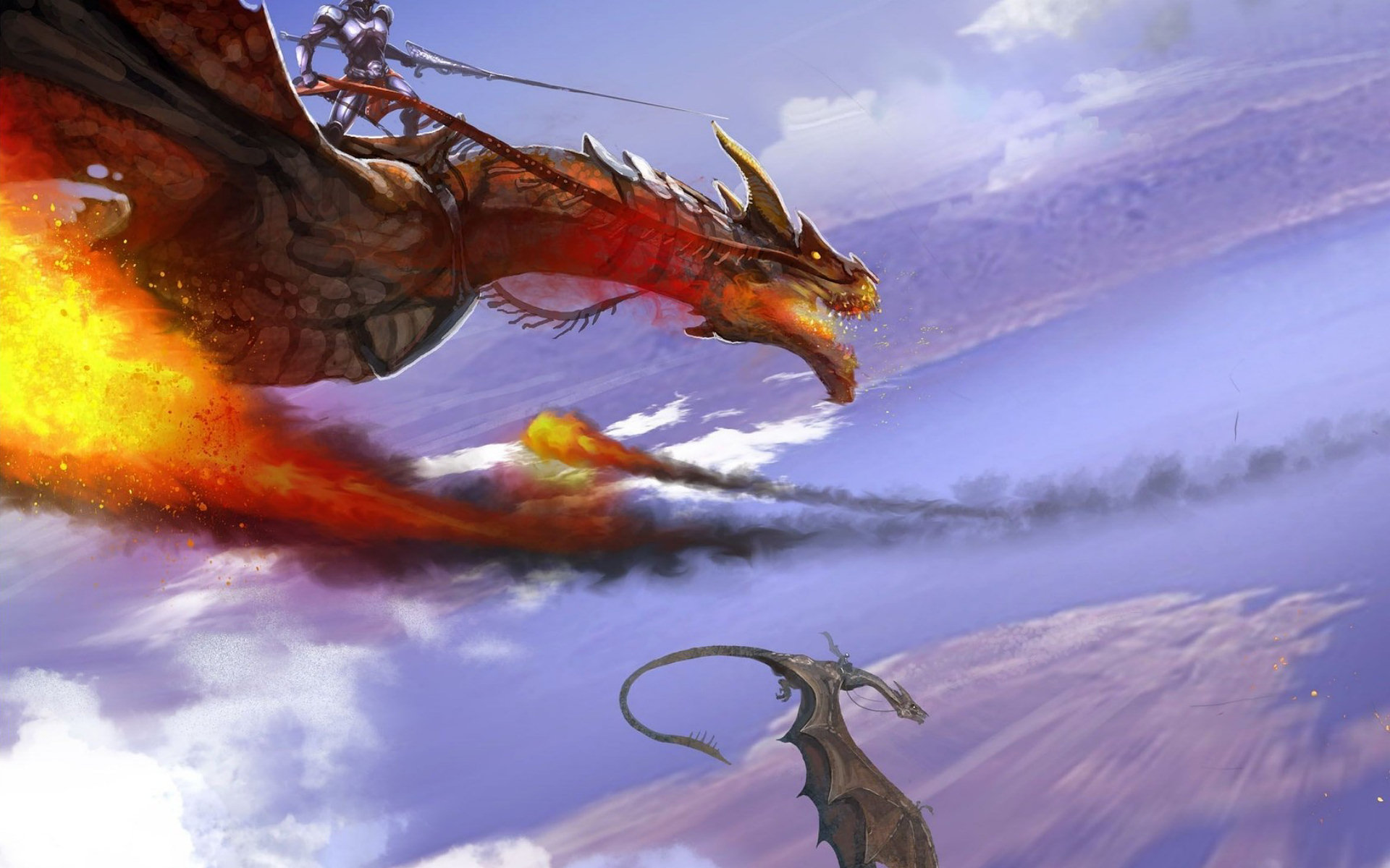 fantasy, dragon, battle, dragon rider, wyvern