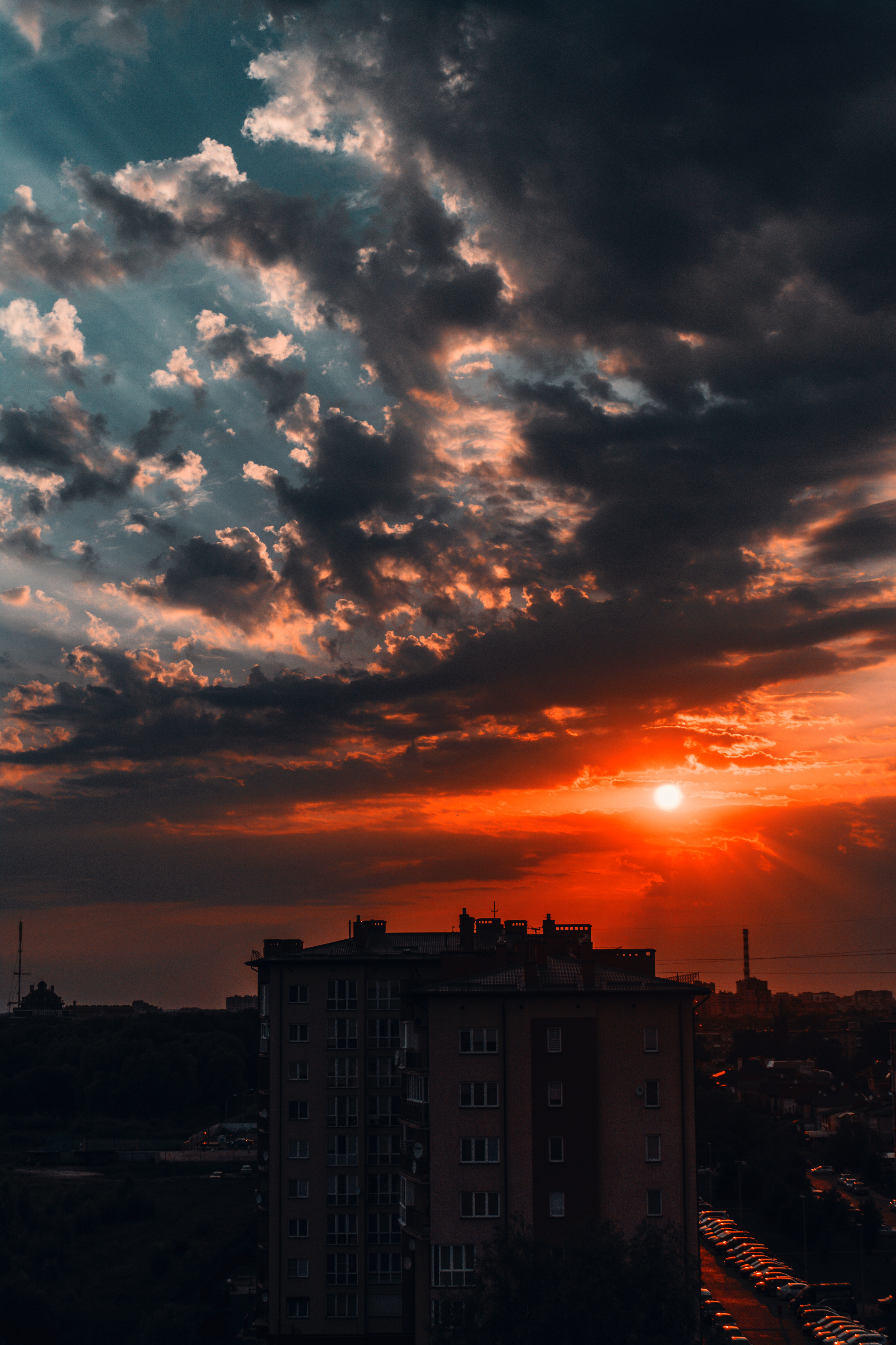 cities, sunset, sky, architecture, clouds, building QHD