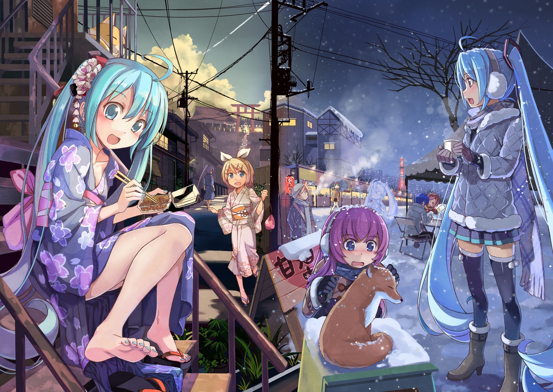 Descarga gratuita de fondo de pantalla para móvil de Vocaloid, Animado, Hatsune Miku, Rin Kagamine, Len Kagamine, Kamui Gakupo.