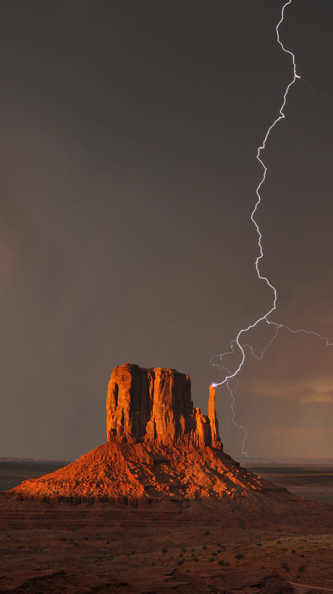 Download mobile wallpaper Lightning, Desert, Photography, Monument Valley for free.