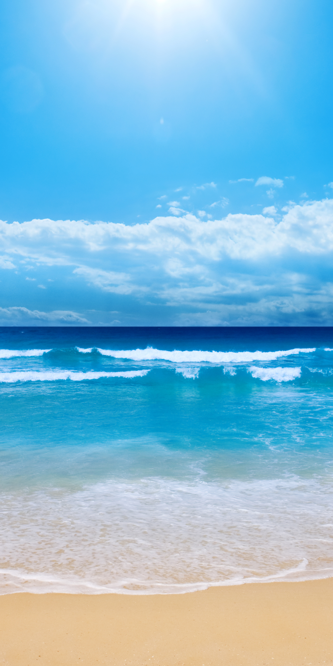 Download mobile wallpaper Sky, Beach, Sand, Horizon, Ocean, Earth, Cloud, Wave for free.