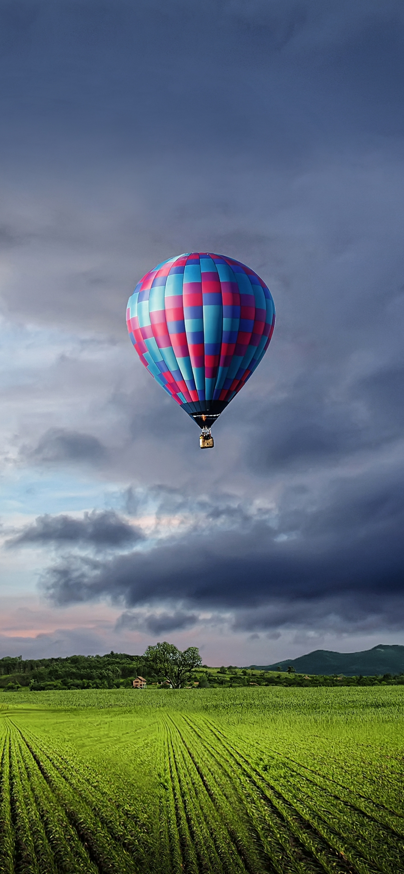 Download mobile wallpaper Field, Vehicles, Hot Air Balloon for free.