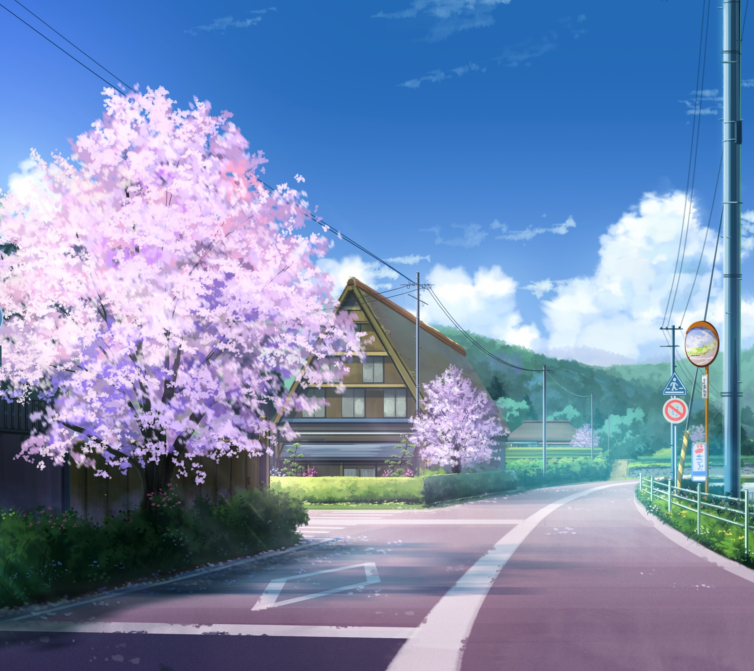 Free download wallpaper Anime, Sky, Road on your PC desktop