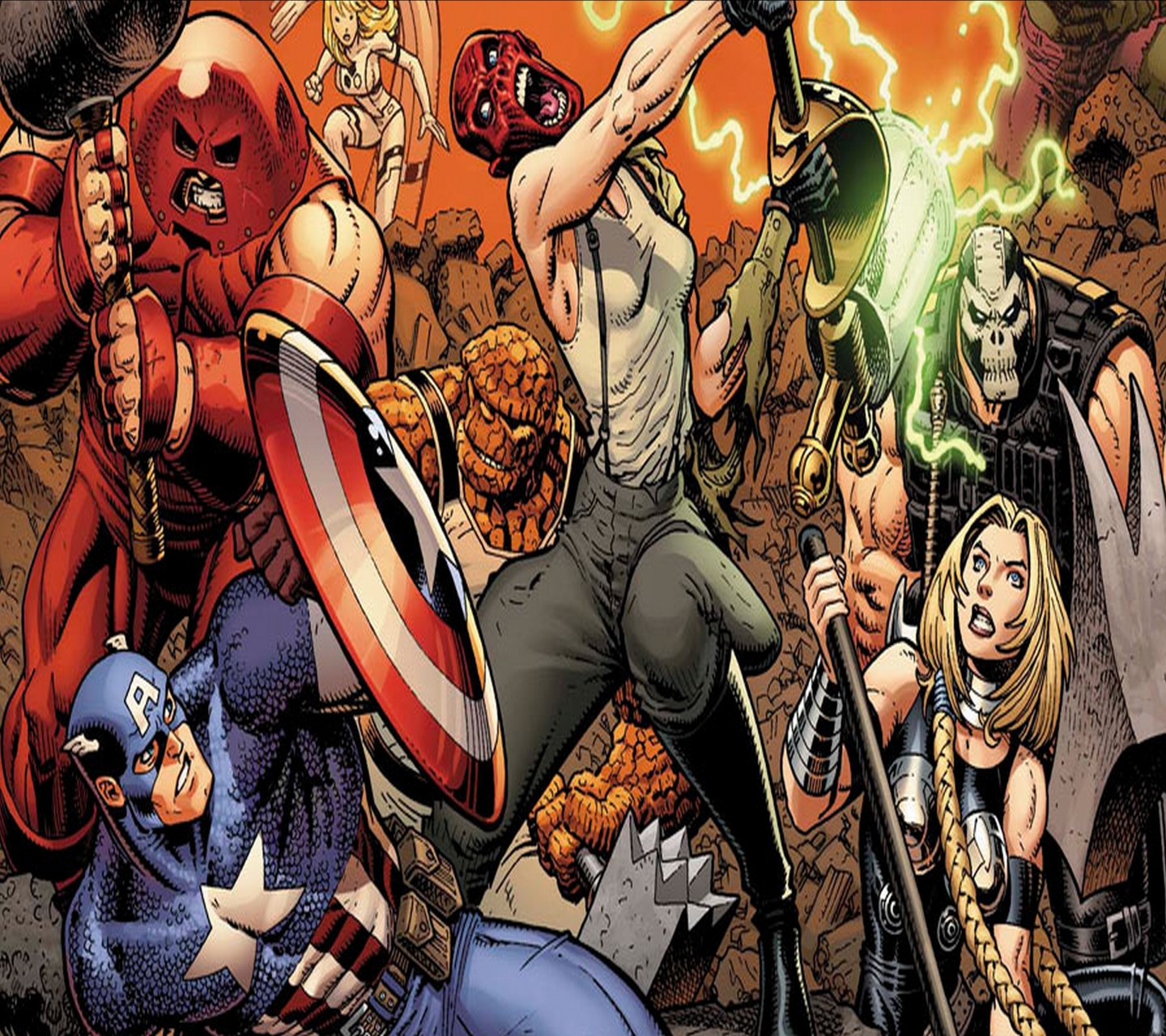 Завантажити шпалери безкоштовно Капітан Америка, Месники, Комікси, Штука (Комікси Marvel), Червоний Череп (Комікси Marvel), Джаггернаут (Комікси Marvel) картинка на робочий стіл ПК