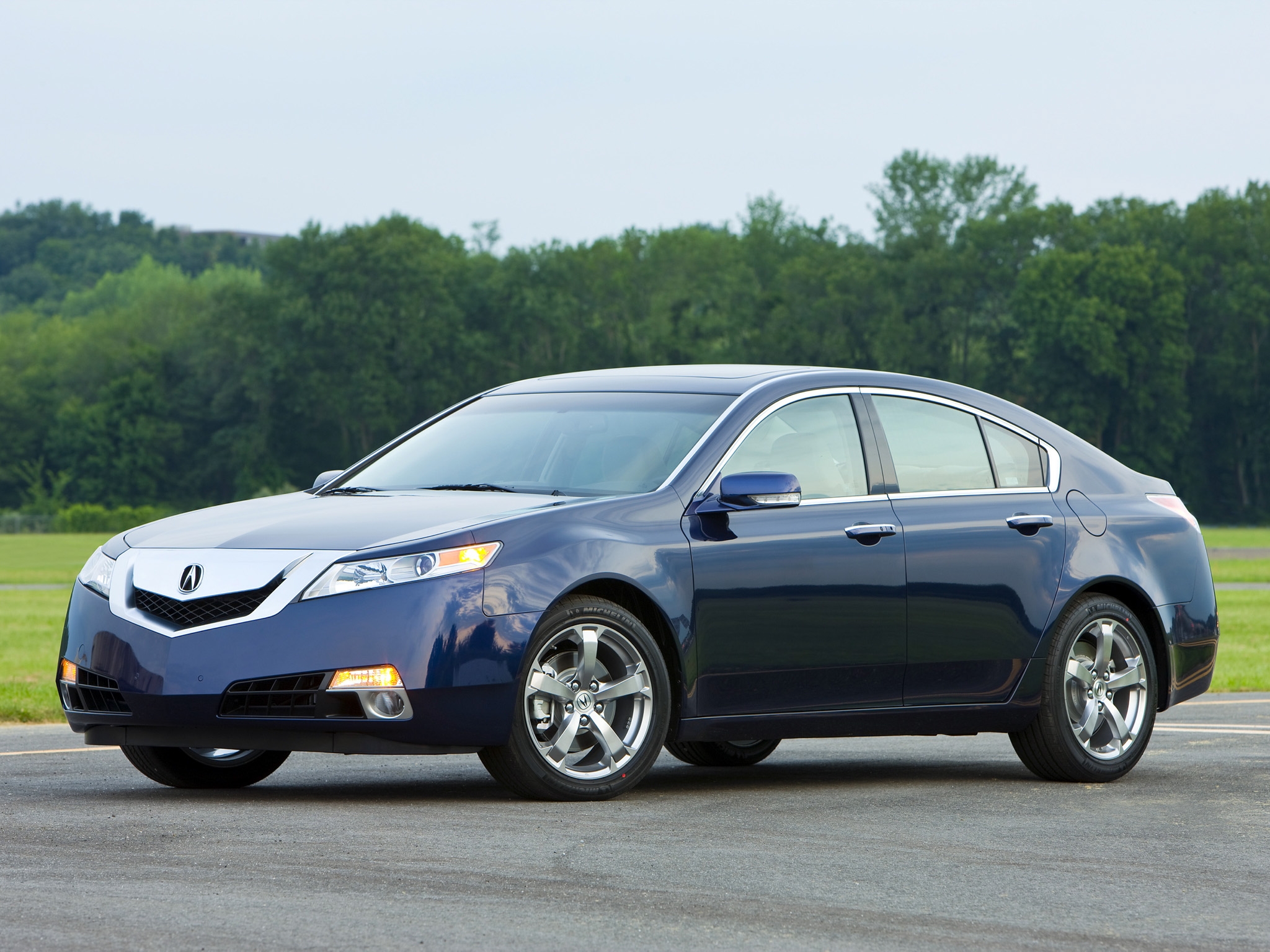Free download wallpaper Auto, Trees, Grass, Sky, Acura, Cars, Side View, Style, Akura, 2008, Tl, Nature on your PC desktop