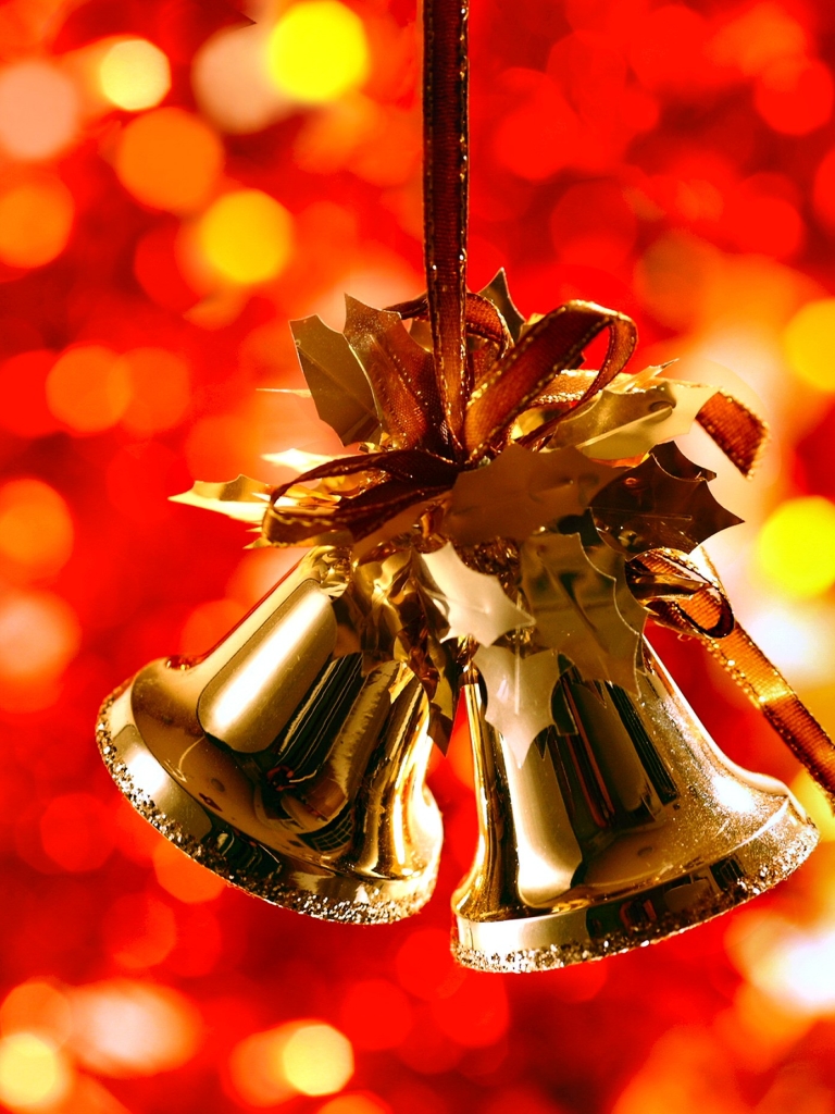 Handy-Wallpaper Feiertage, Weihnachten, Weihnachtsschmuck, Bokeh, Glocke kostenlos herunterladen.