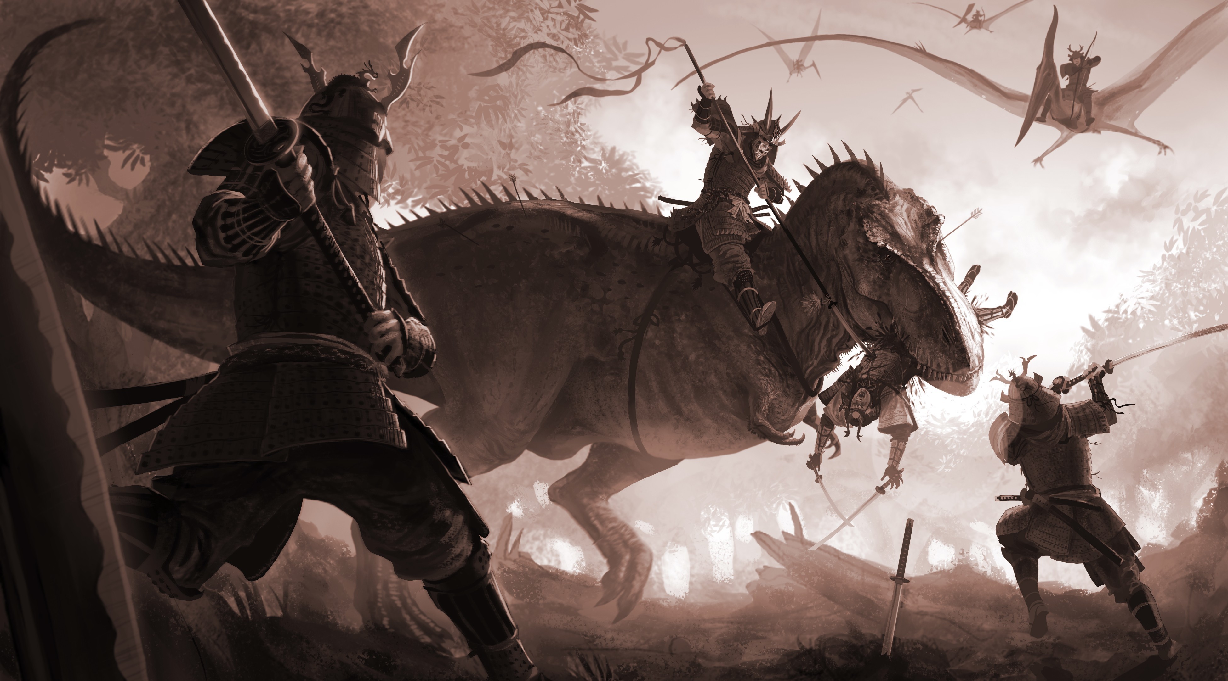 246417 descargar imagen dinosaurio, fantasía, batalla, caballero, guerrero: fondos de pantalla y protectores de pantalla gratis
