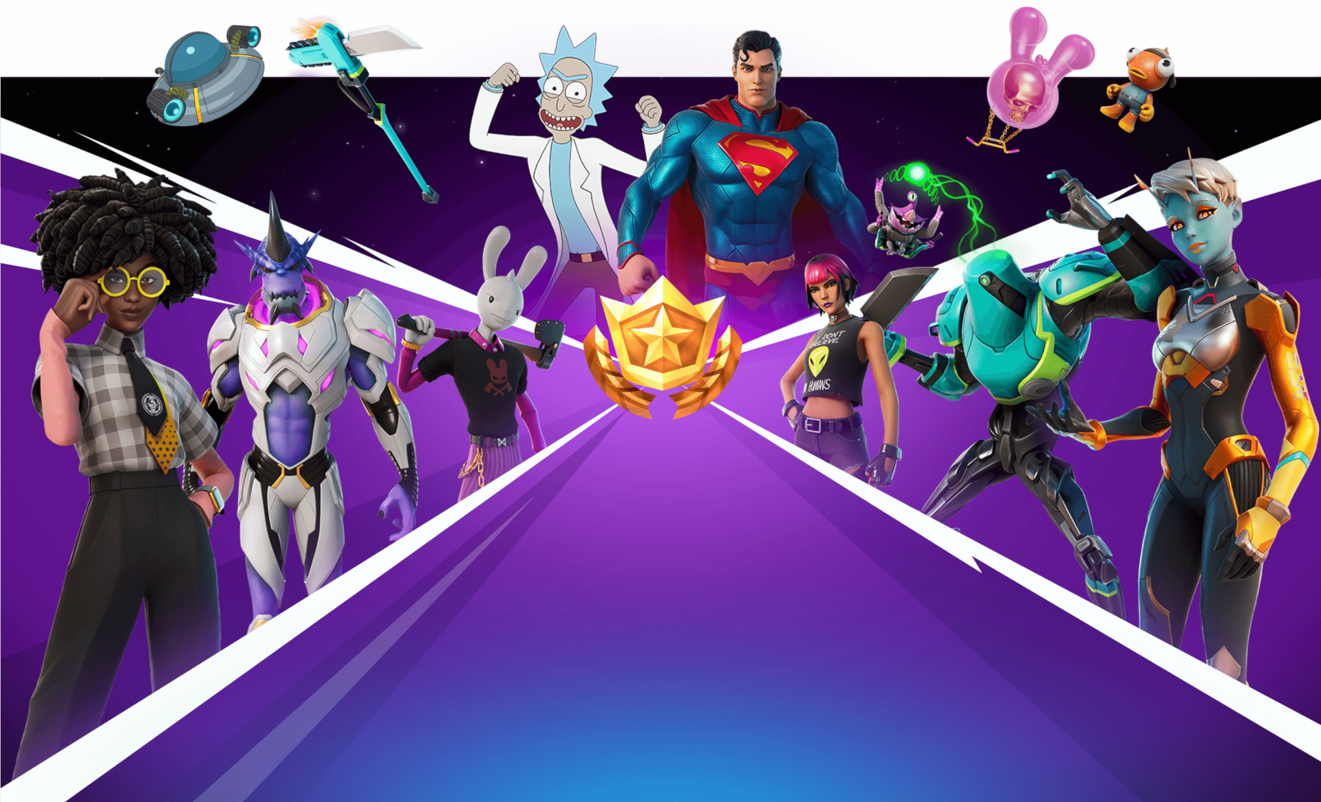 Free download wallpaper Superman, Video Game, Fortnite, Rick Sanchez, Doctor Slone (Fortnite) on your PC desktop