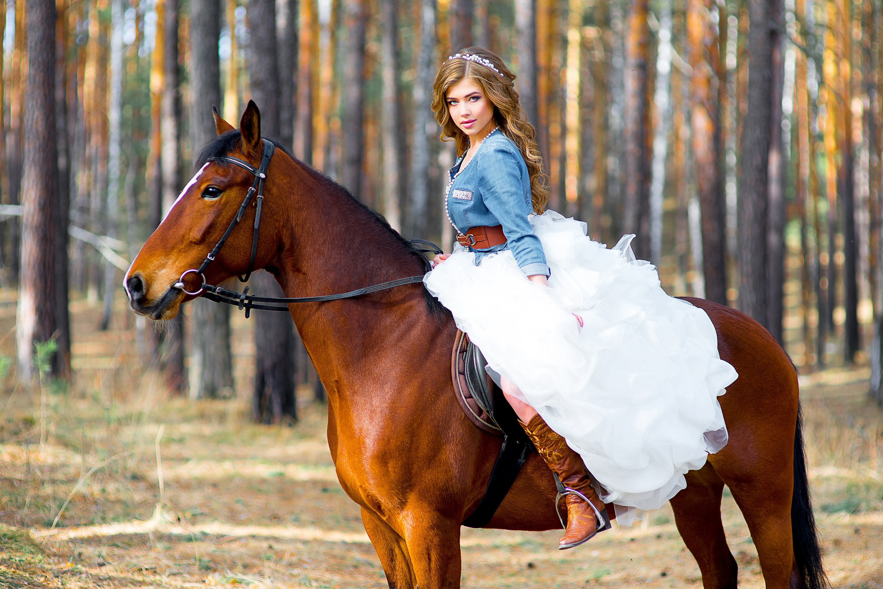 PCデスクトップに馬, ブーツ, ブロンド, モデル, 女性, 長い髪, 被写界深度画像を無料でダウンロード