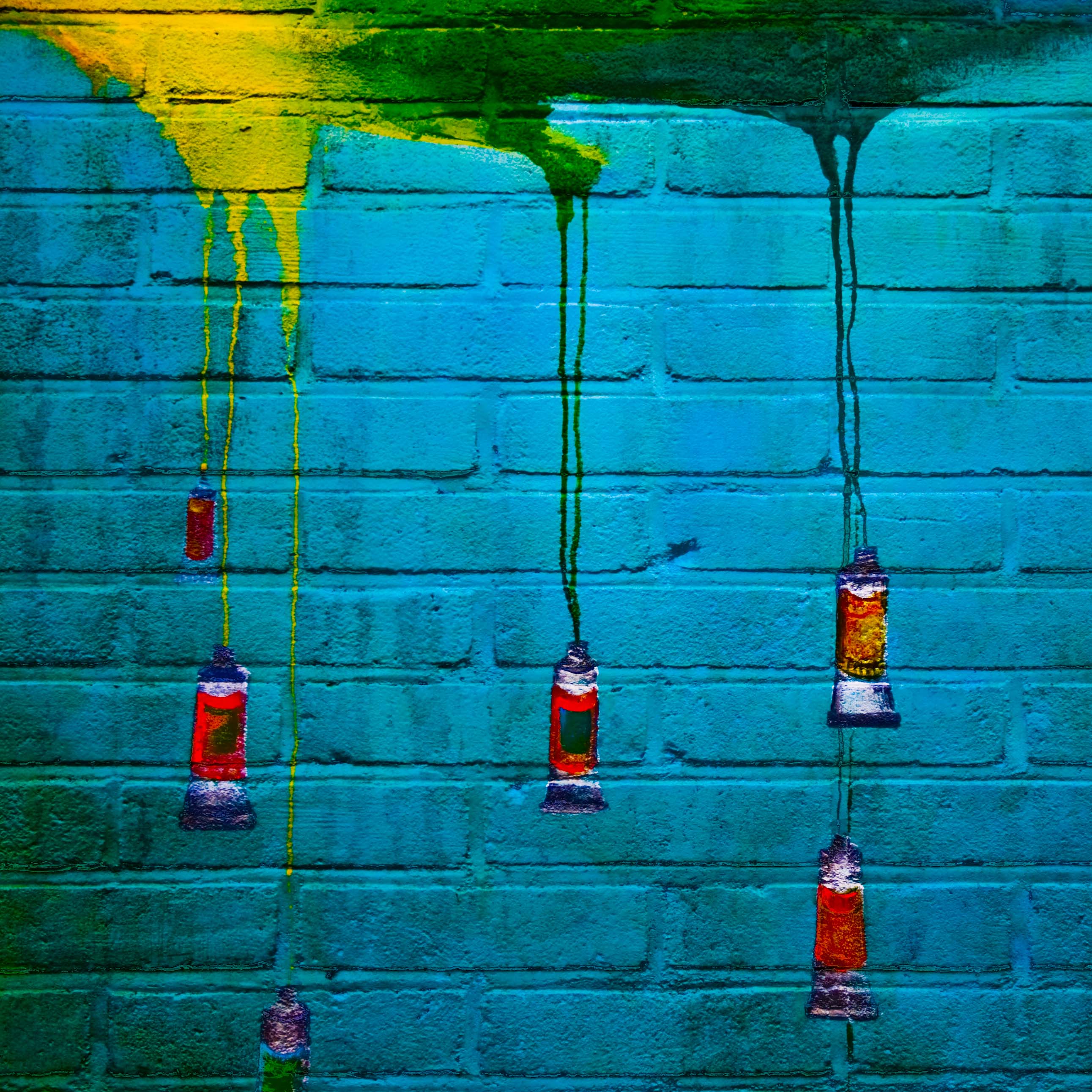 art, graffiti, wall, paint, tubes, brick