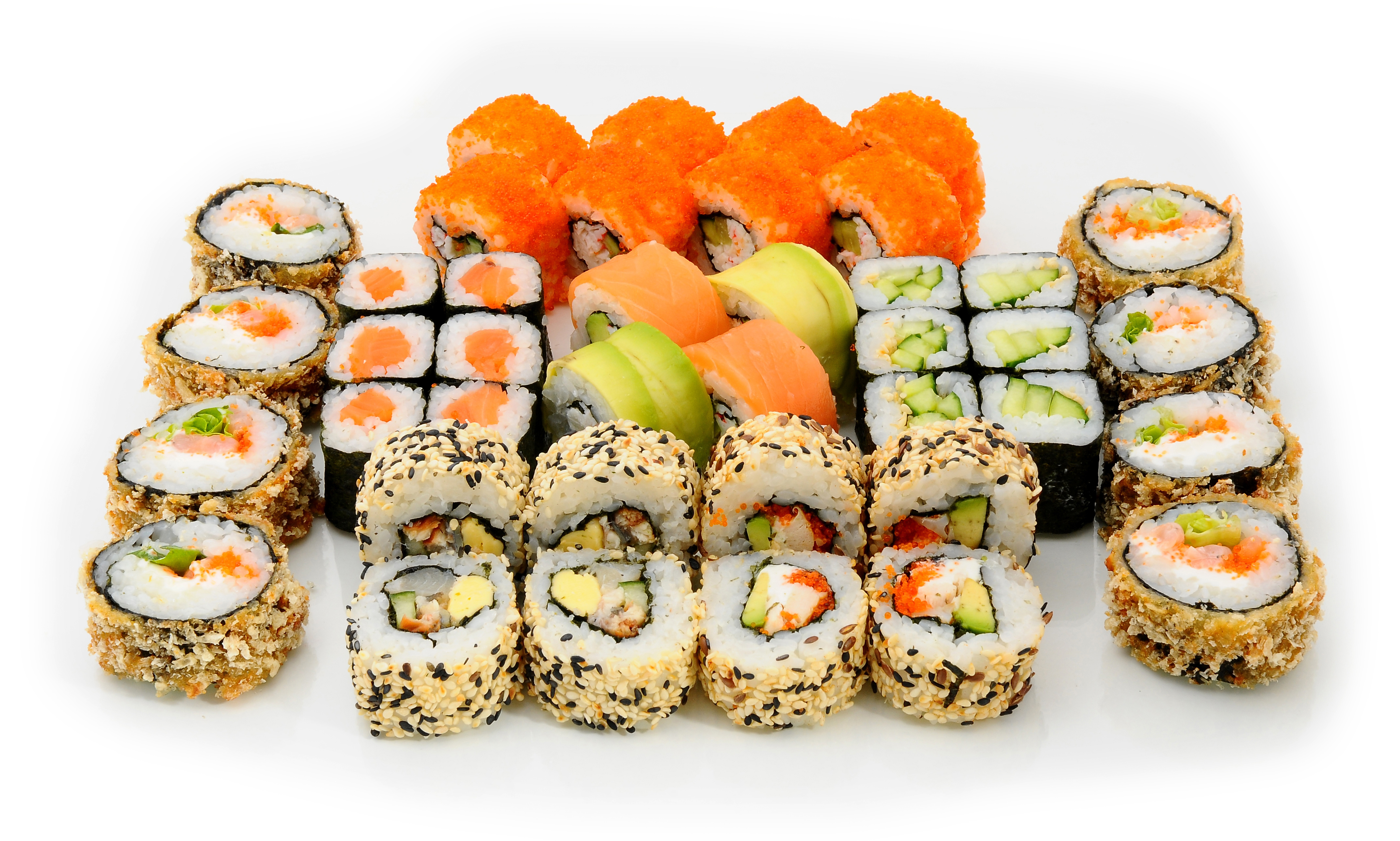 Handy-Wallpaper Sushi, Fisch, Meeresfrüchte, Nahrungsmittel, Reis kostenlos herunterladen.