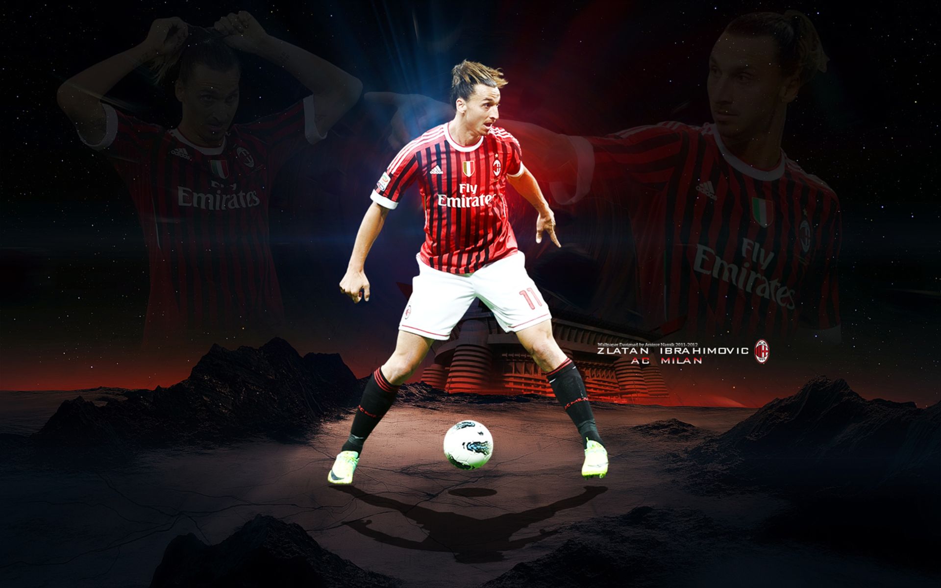 Téléchargez des papiers peints mobile Des Sports, Football, Zlatan Ibrahimovic, Ac Milan gratuitement.