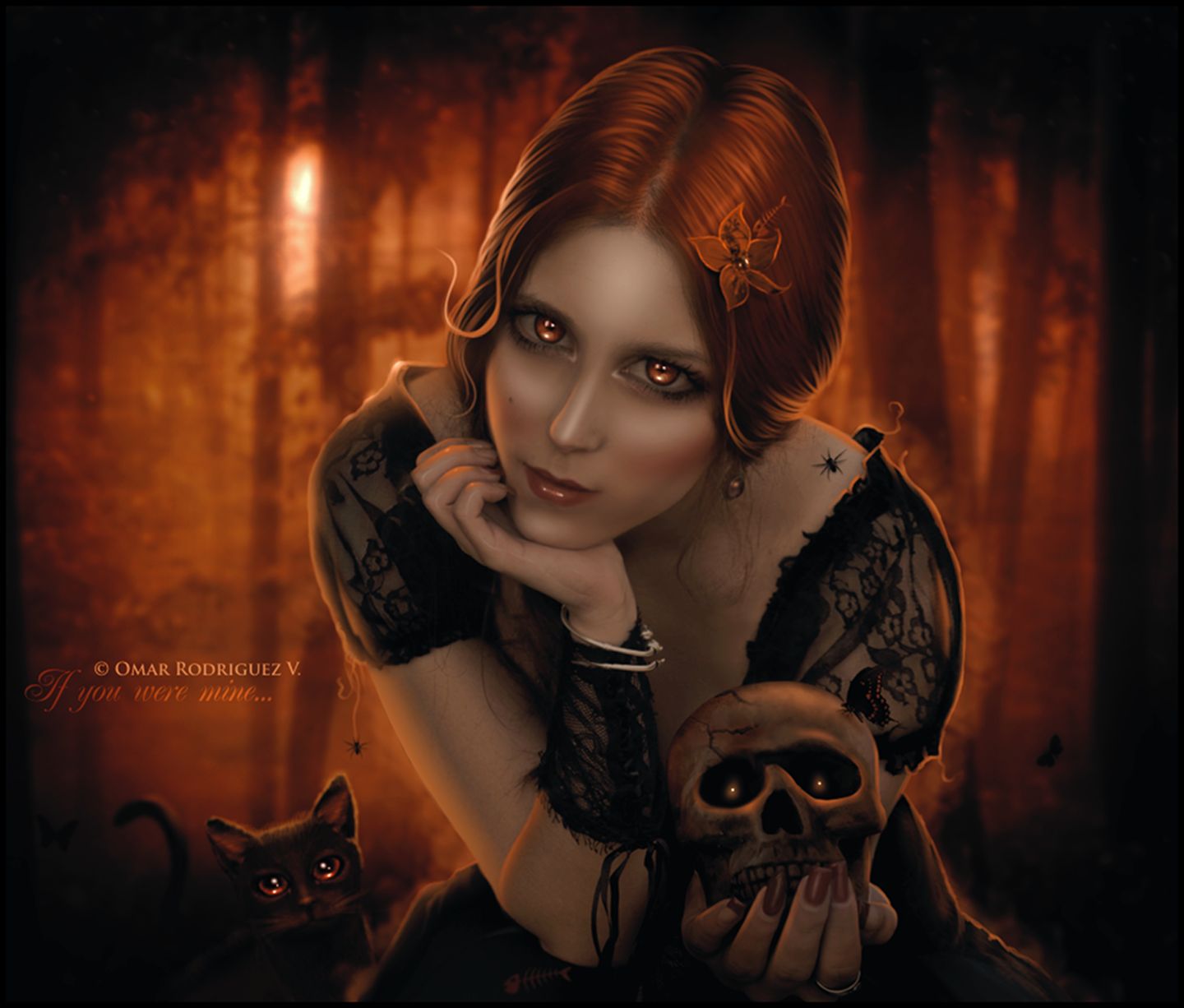 Download mobile wallpaper Gothic, Dark, Skull, Women for free.