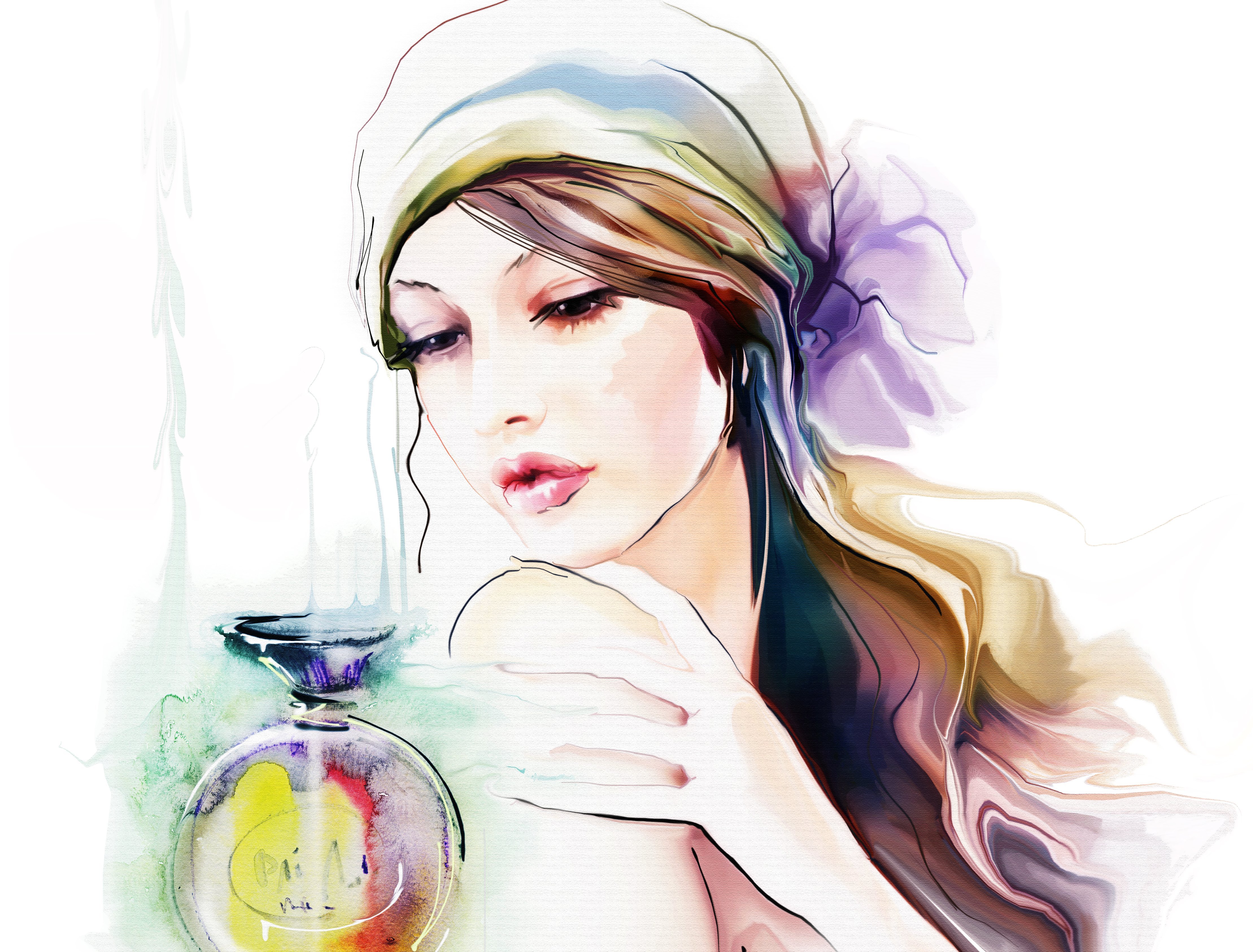 artistic, watercolor, painting, scarf