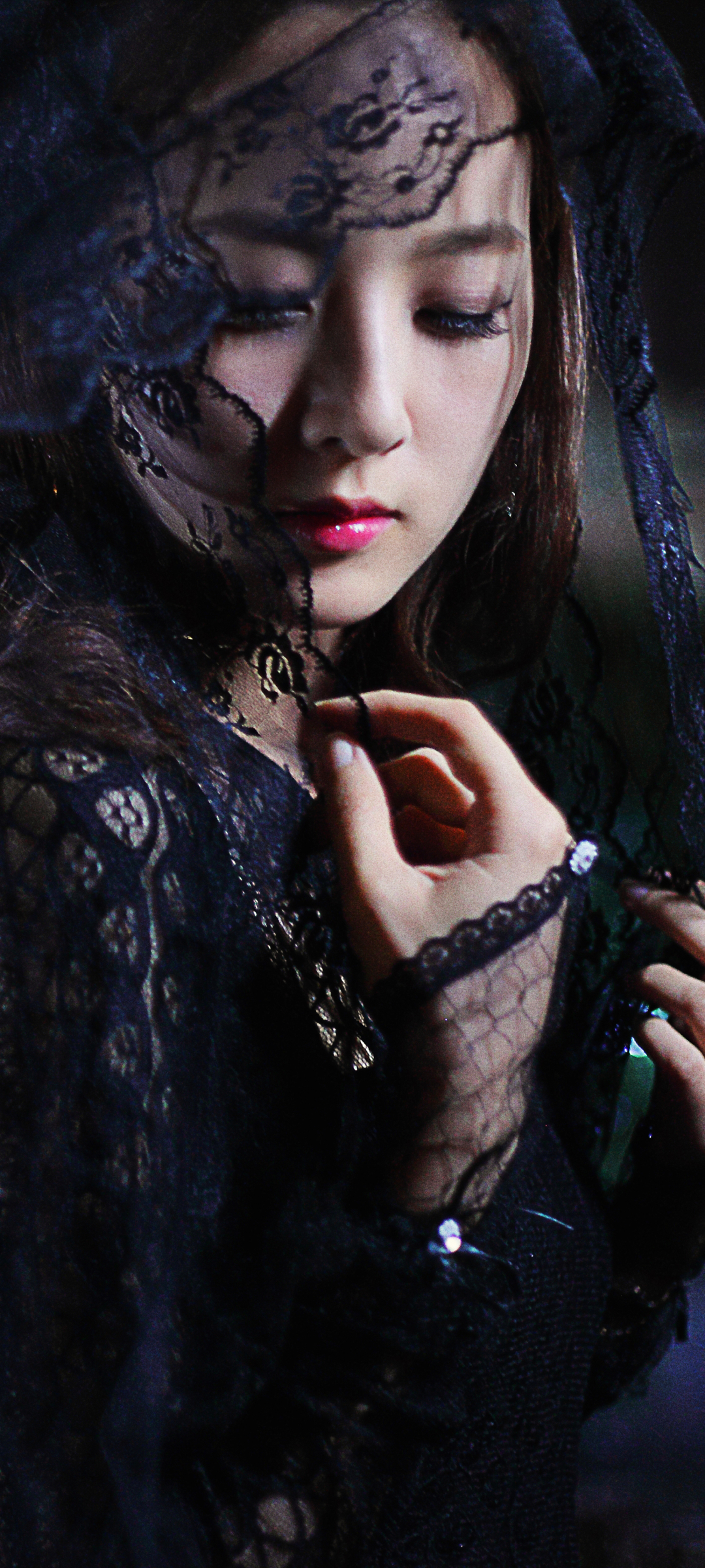 Download mobile wallpaper Night, Veil, Model, Women, Asian, Mikako Zhang Kaijie, Taiwanese for free.