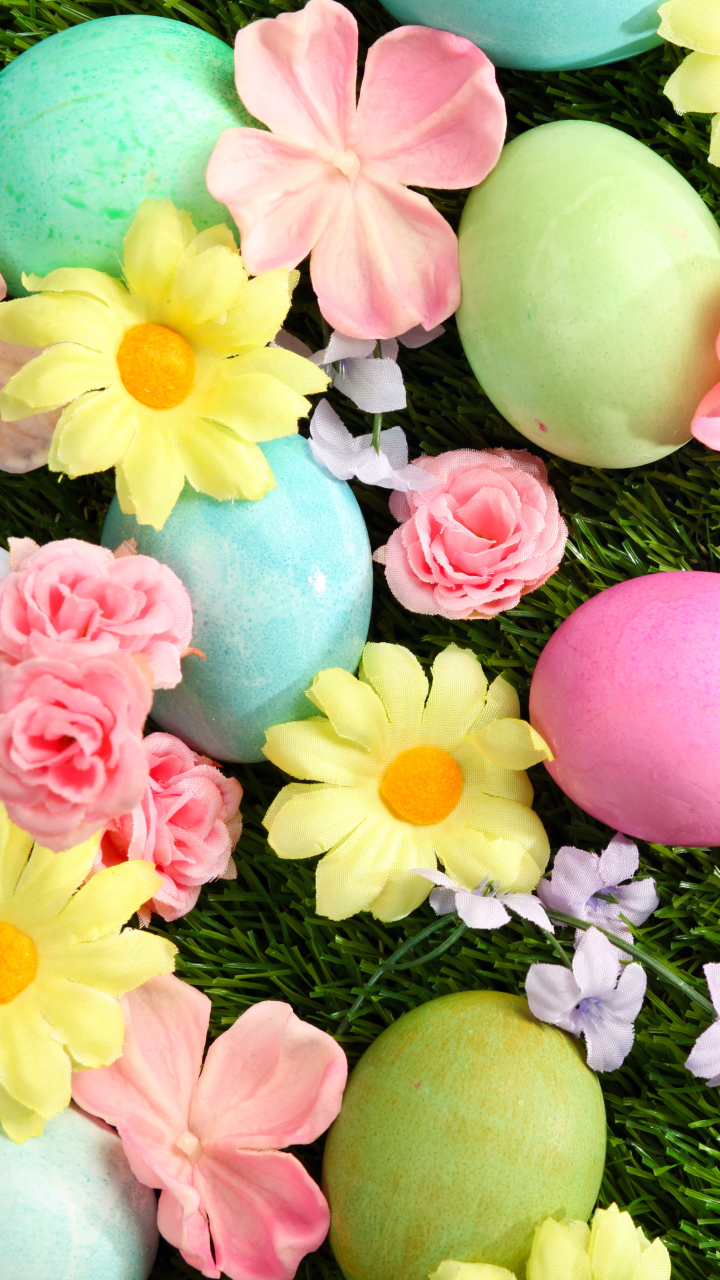 Download mobile wallpaper Easter, Flower, Holiday, Colorful, Easter Egg for free.