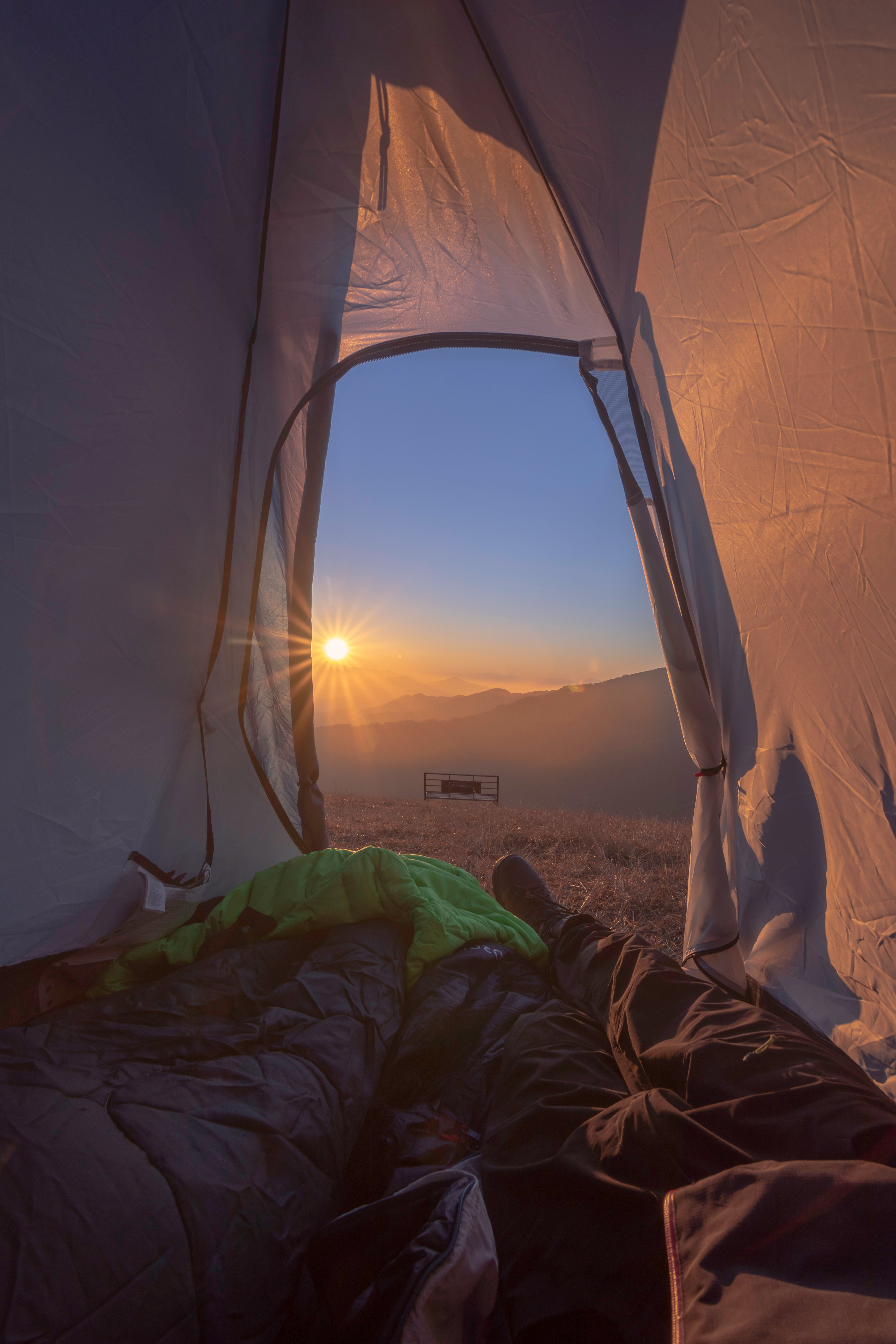campsite, nature, legs, journey, sunlight, tent, camping, tourism