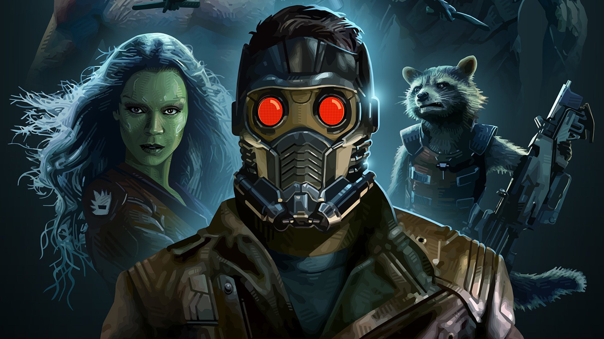 Download mobile wallpaper Movie, Guardians Of The Galaxy, Rocket Raccoon, Star Lord, Gamora for free.