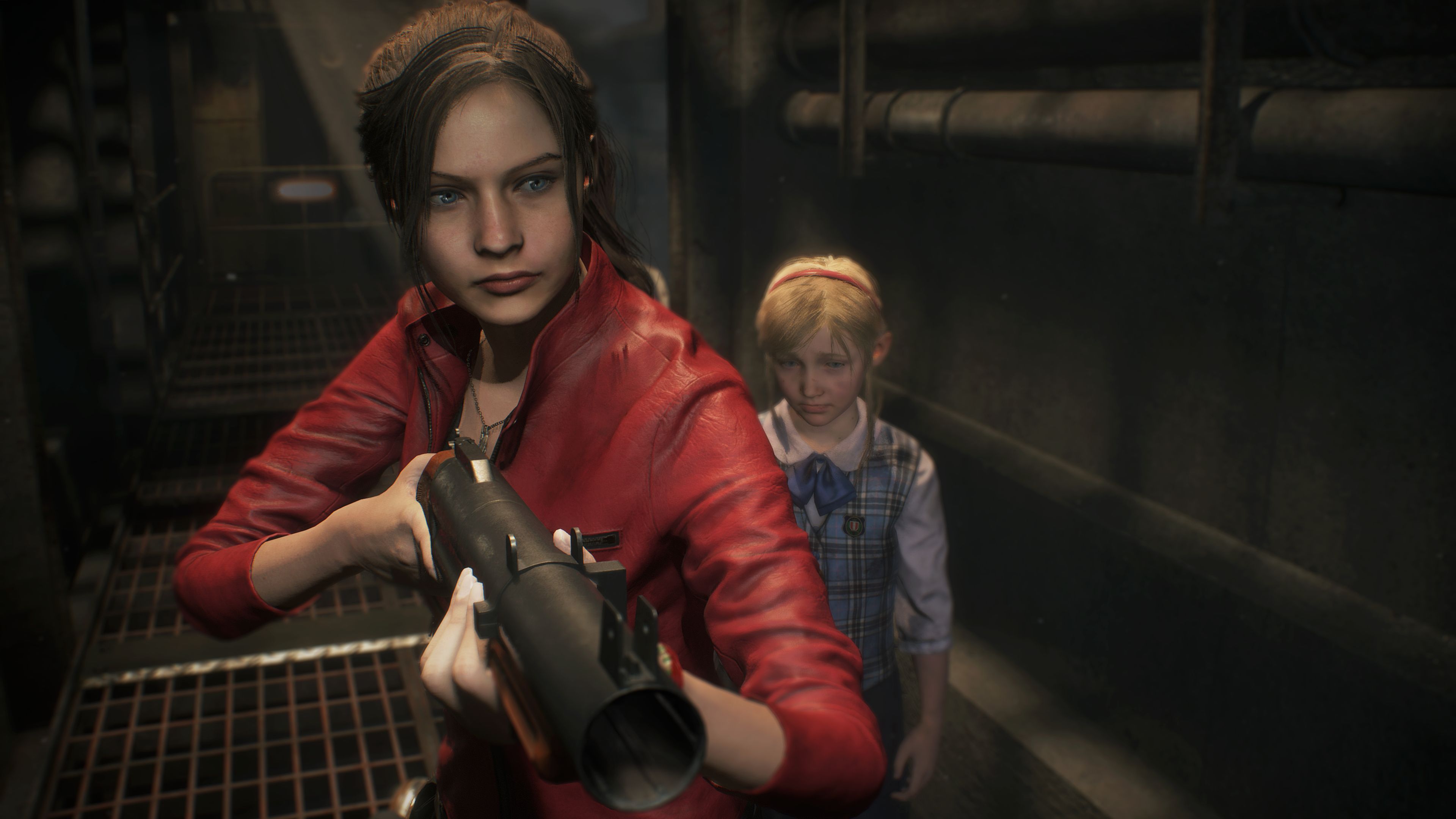 video game, resident evil 2 (2019), claire redfield, resident evil, sherry birkin