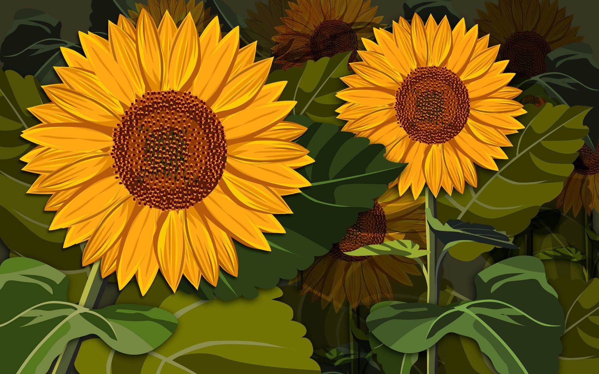 Free download wallpaper Flowers, Flower, Leaf, Artistic, Sunflower, Yellow Flower on your PC desktop