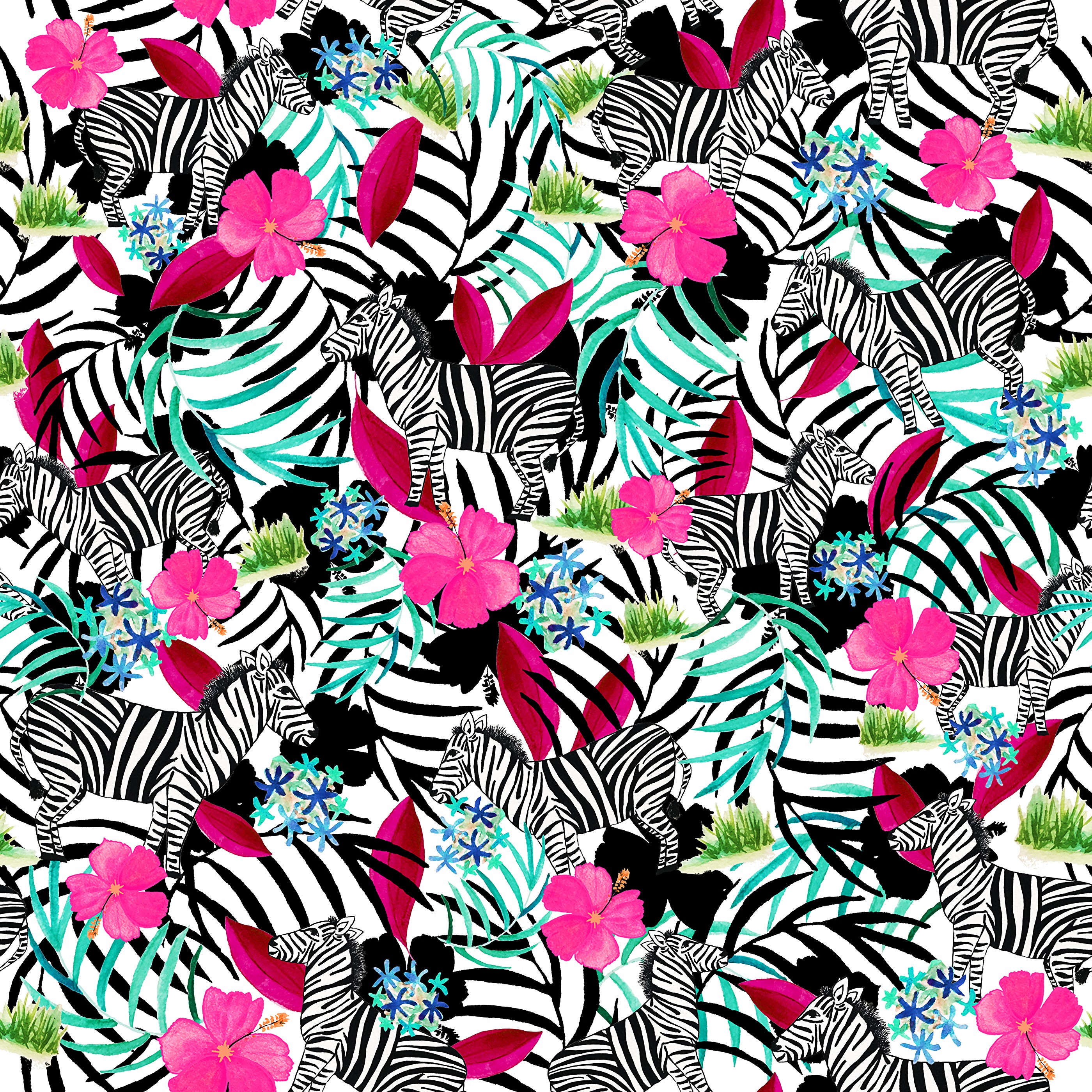 Download mobile wallpaper Flowers, Leaves, Zebra, Texture, Pattern, Textures for free.