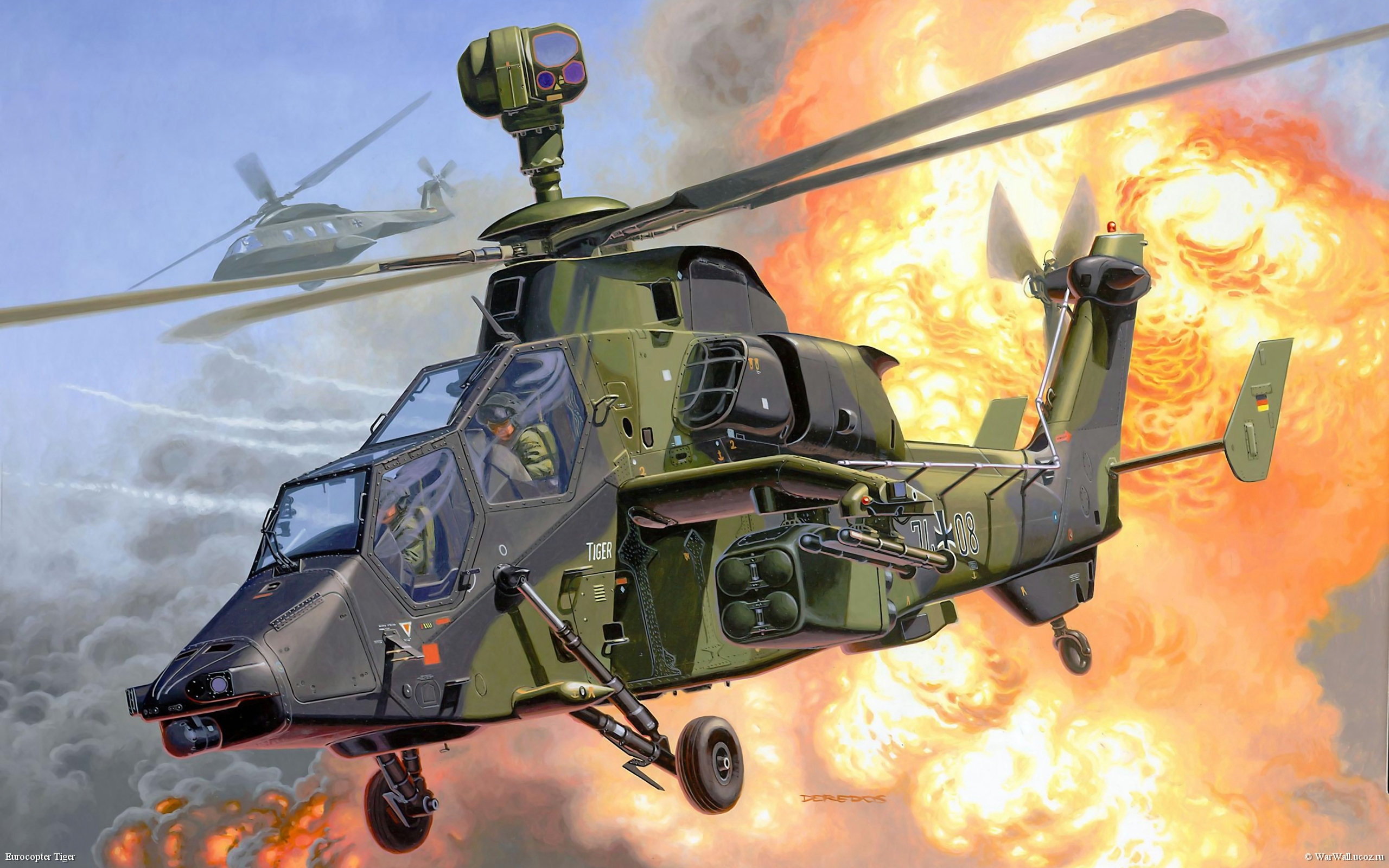 377416 скачать обои военные, еврокоптер тигр, боевой вертолет, взрыв, вертолёт, военные вертолеты - заставки и картинки бесплатно