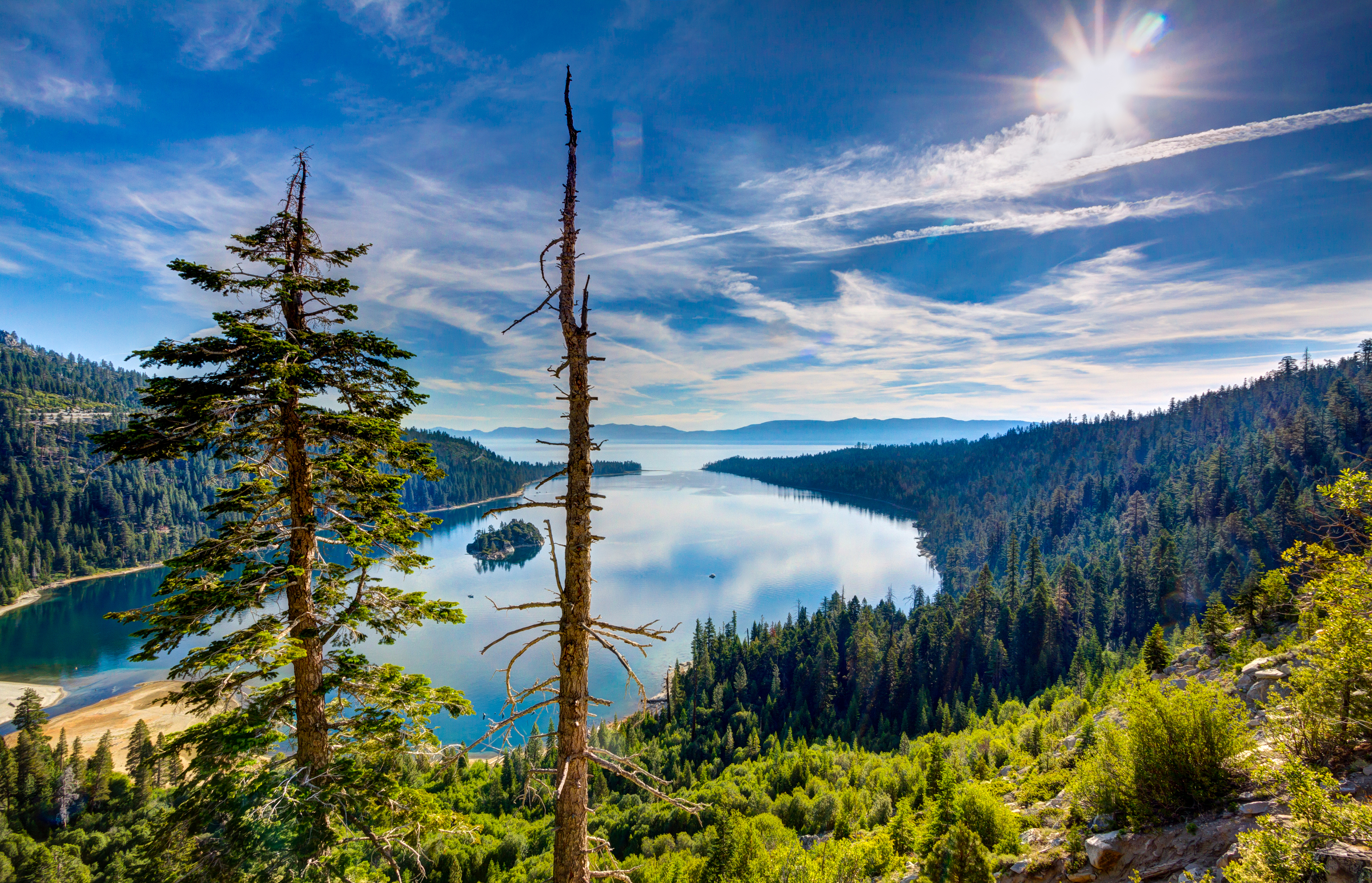lake tahoe, earth, california, forest, horizon, lake, sky, usa, lakes