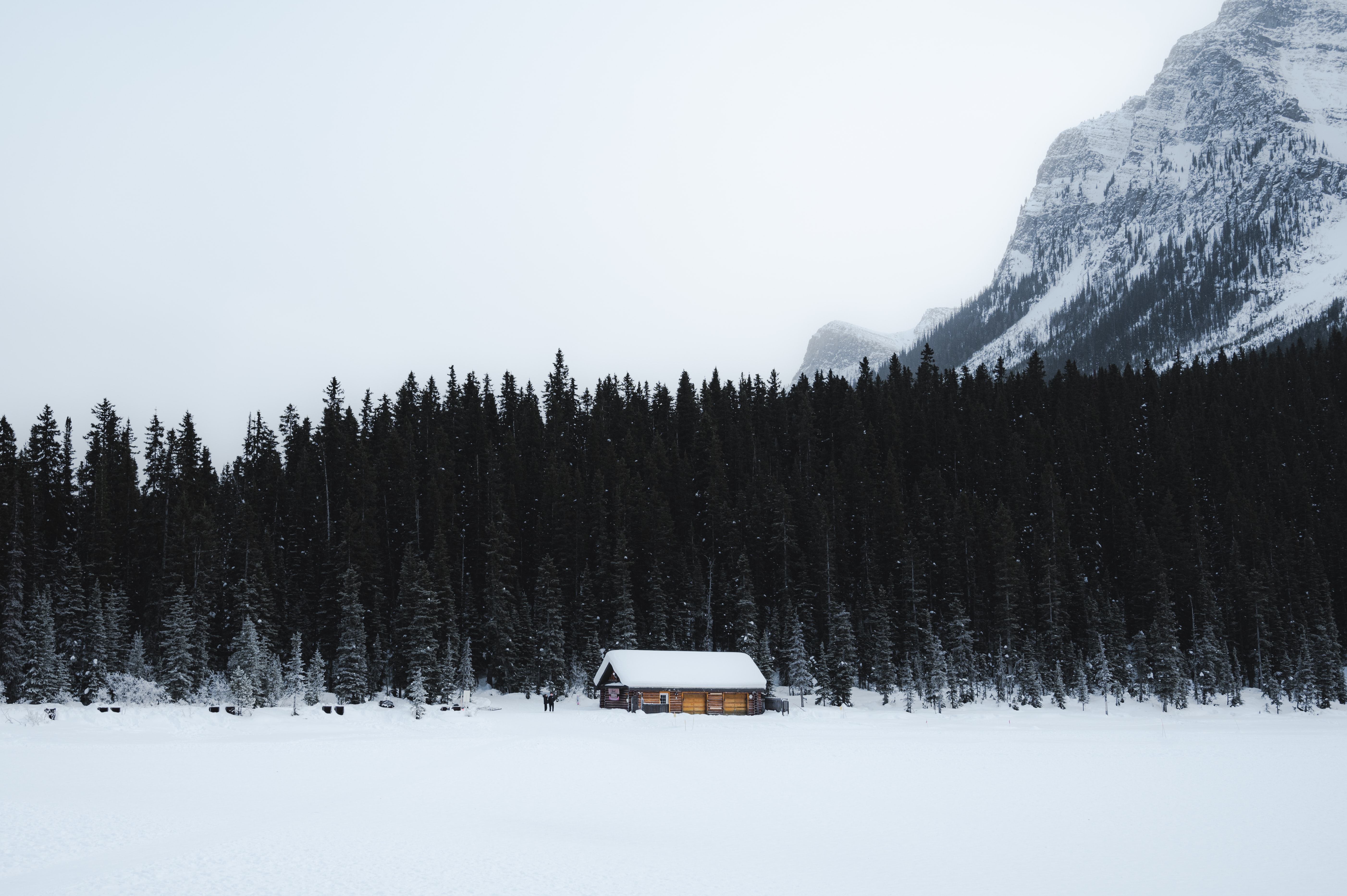 Handy-Wallpaper Winter, Berg, Natur, Bäume, Haus, Schnee kostenlos herunterladen.