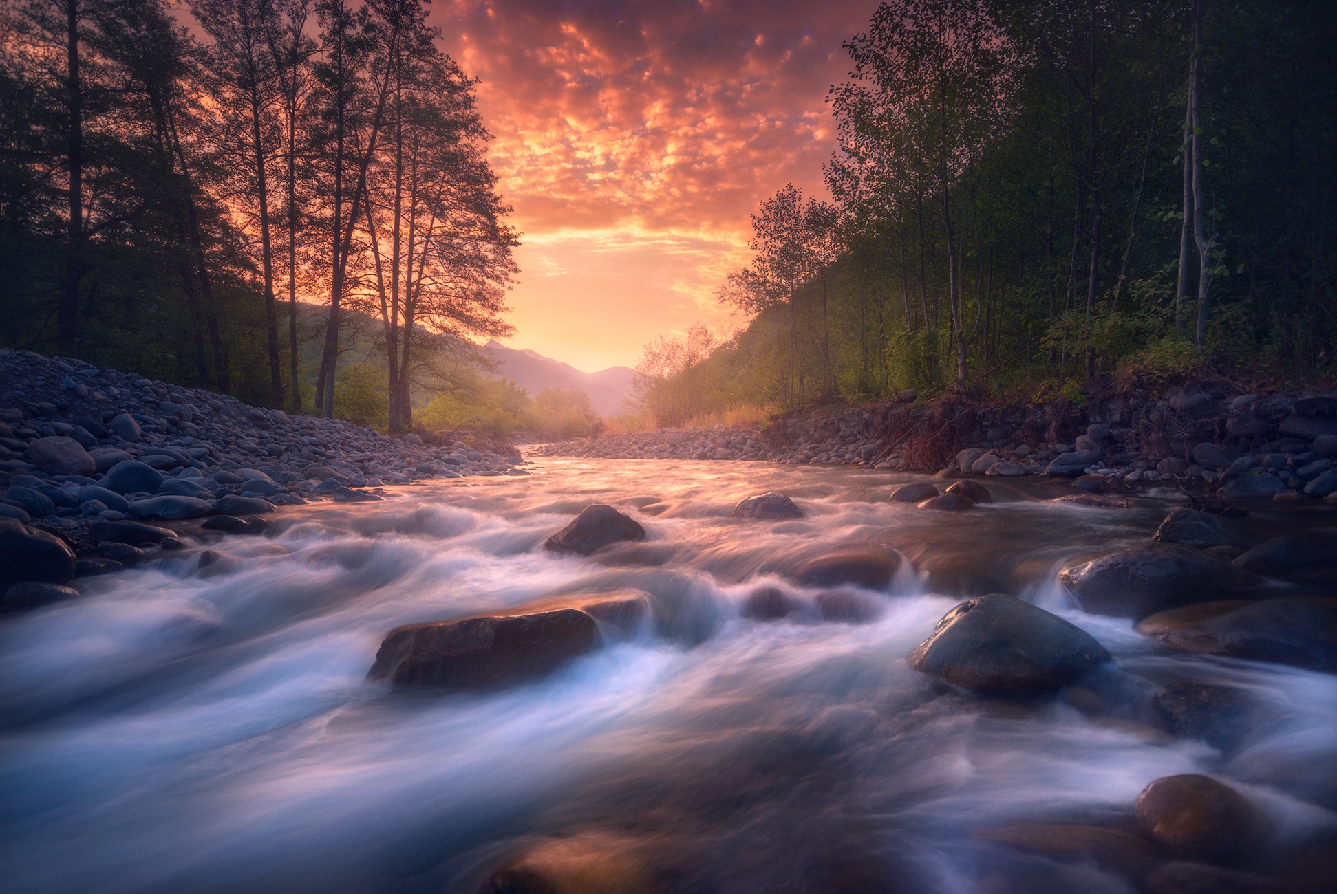 Free download wallpaper Nature, Sunset, Earth, River on your PC desktop