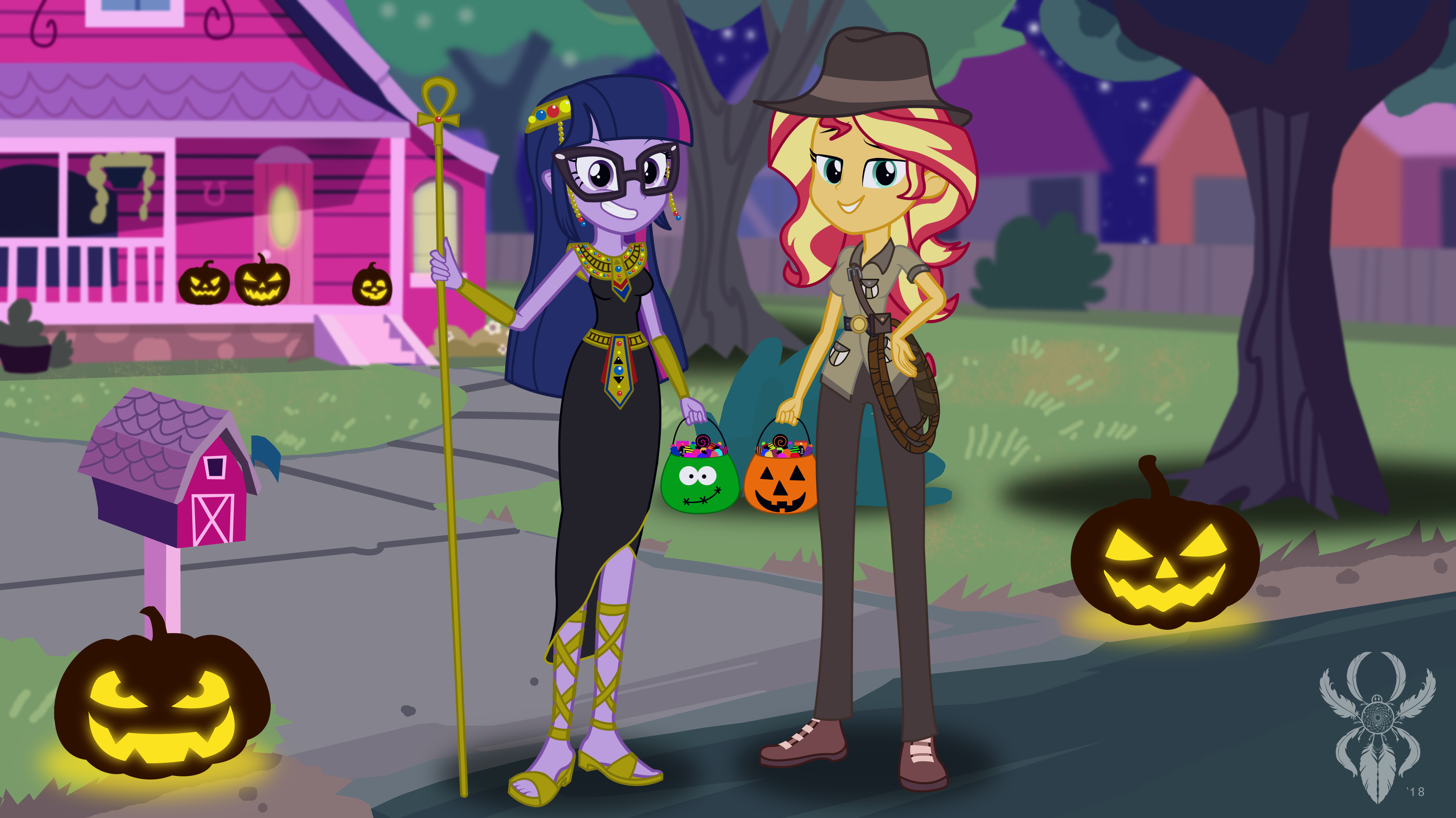 tv show, my little pony: equestria girls, halloween, sci twi (my little pony), sunset shimmer, my little pony