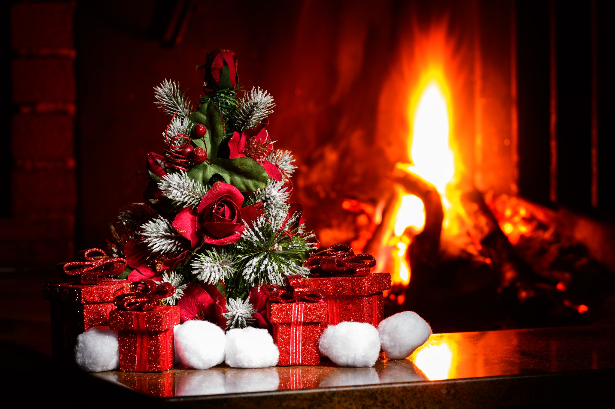 Download mobile wallpaper Fire, Christmas, Holiday, Christmas Ornaments for free.