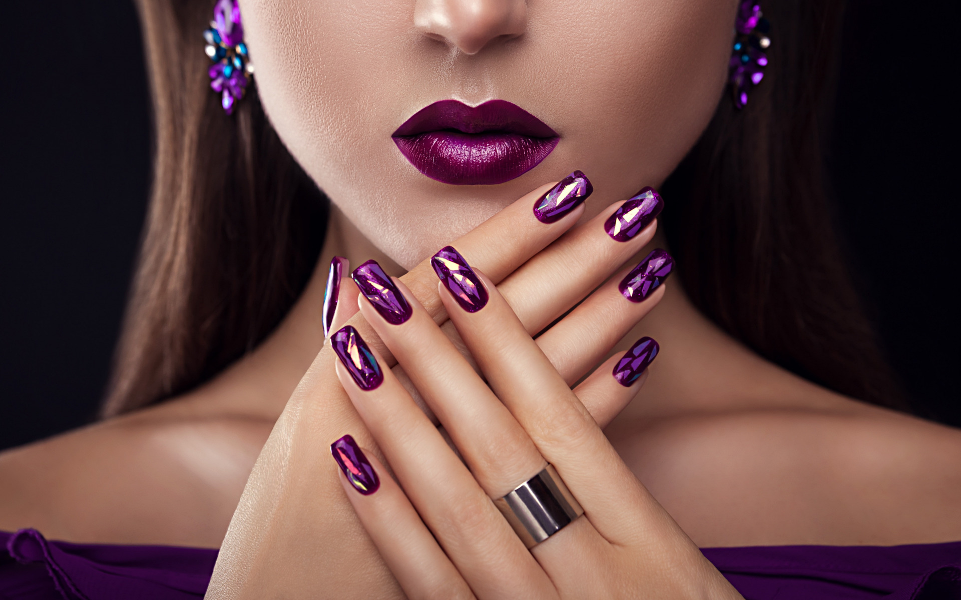 Free download wallpaper Hand, Ring, Style, Face, Women, Lips, Lipstick on your PC desktop
