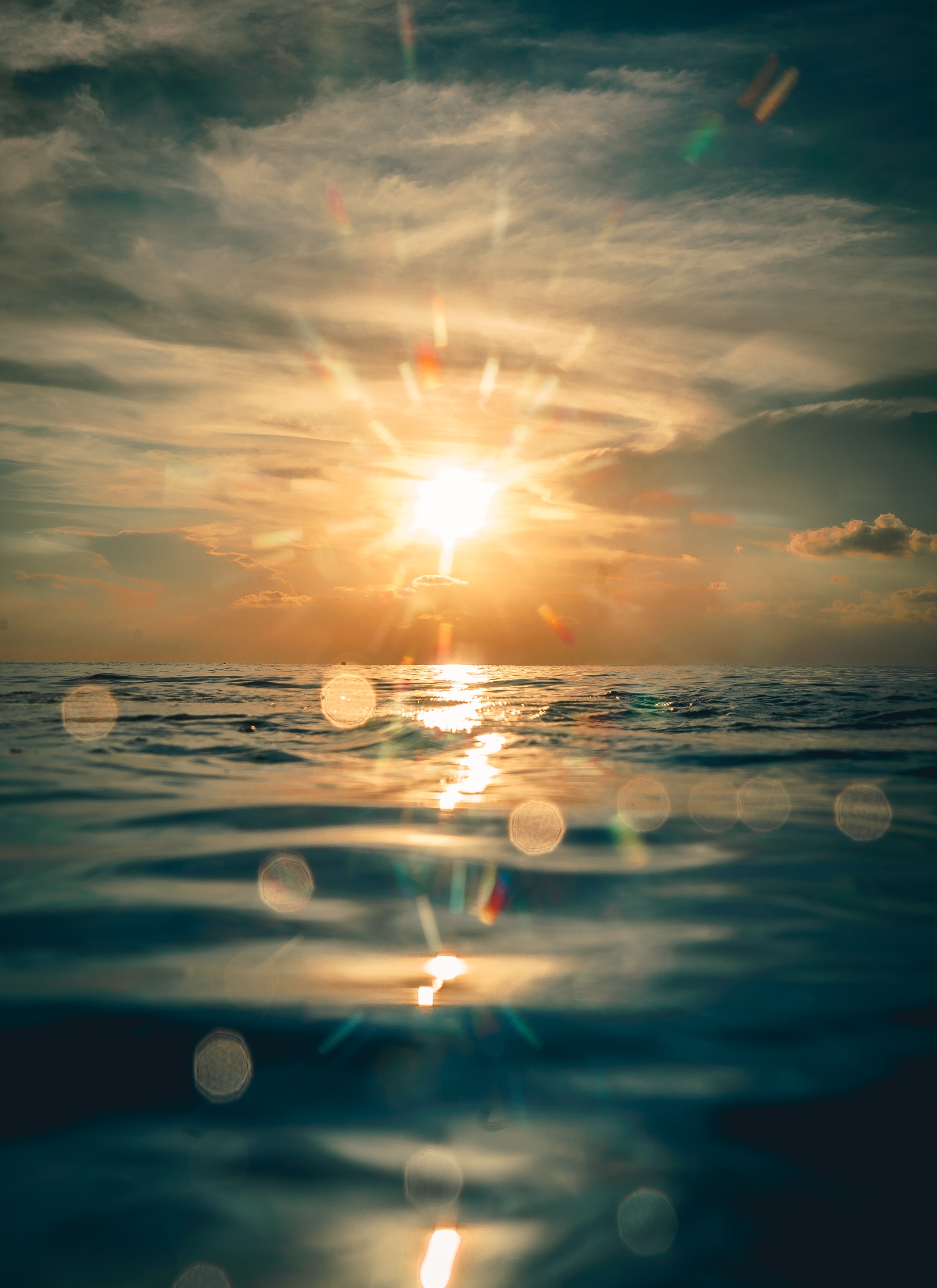 glare, nature, water, sea, sun, shine, light