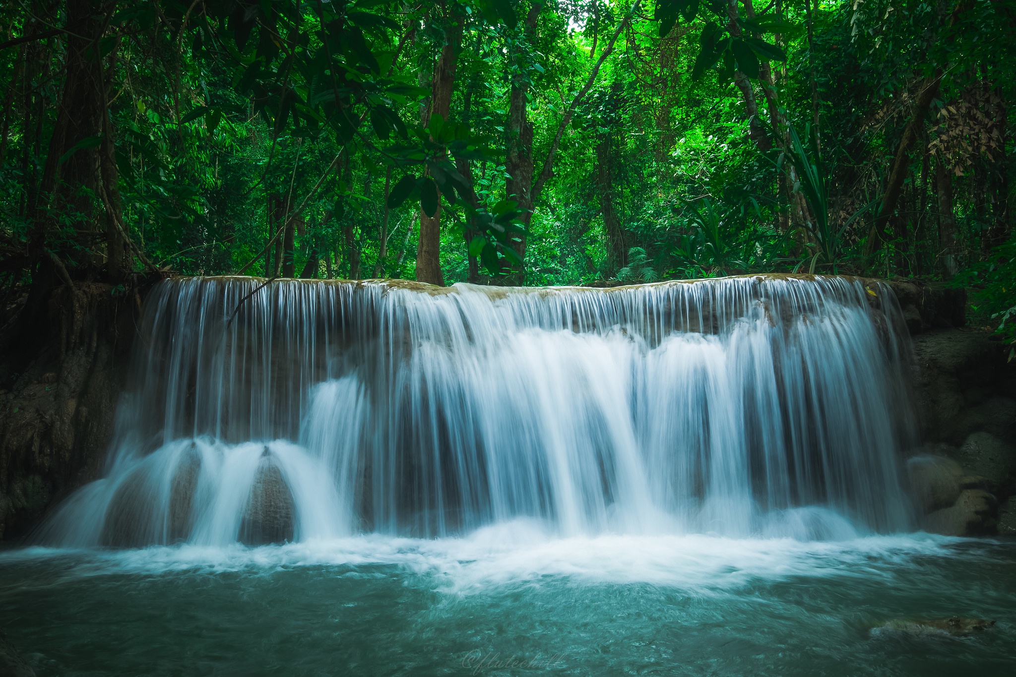Free download wallpaper Nature, Waterfalls, Waterfall, Earth, Foam, River, Greenery on your PC desktop