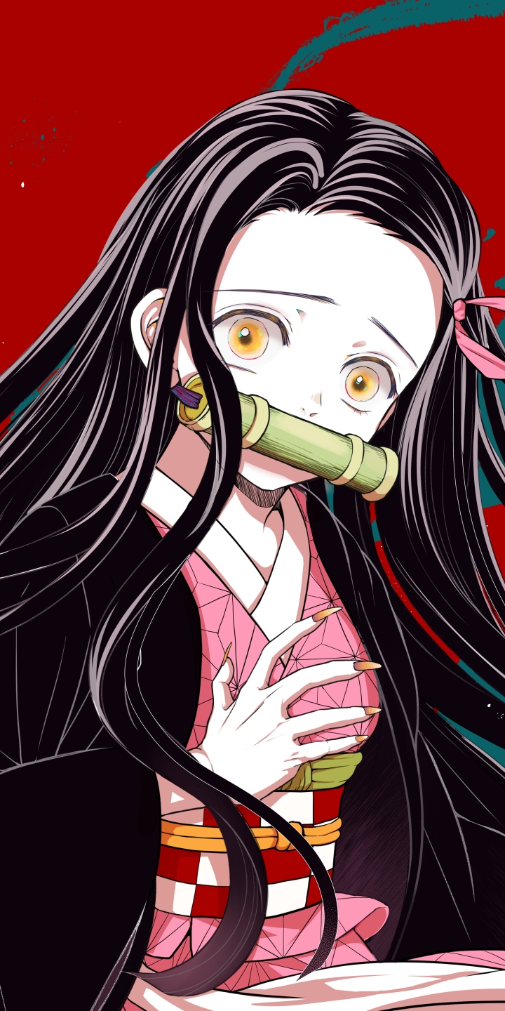 Handy-Wallpaper Animes, Nezuko Kamado, Demon Slayer kostenlos herunterladen.