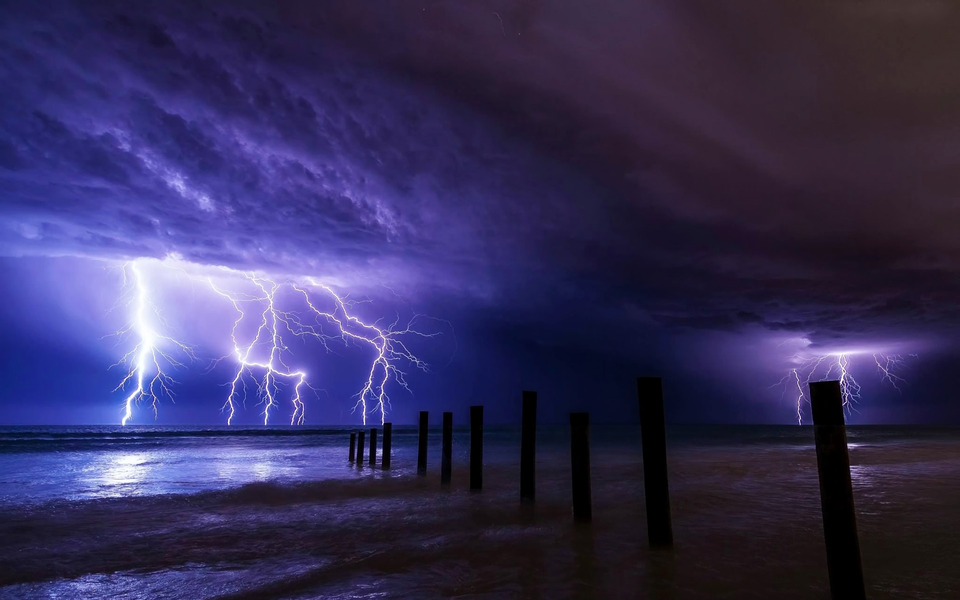 Descarga gratuita de fondo de pantalla para móvil de Cielo, Playa, Relámpago, Púrpura, Fotografía.