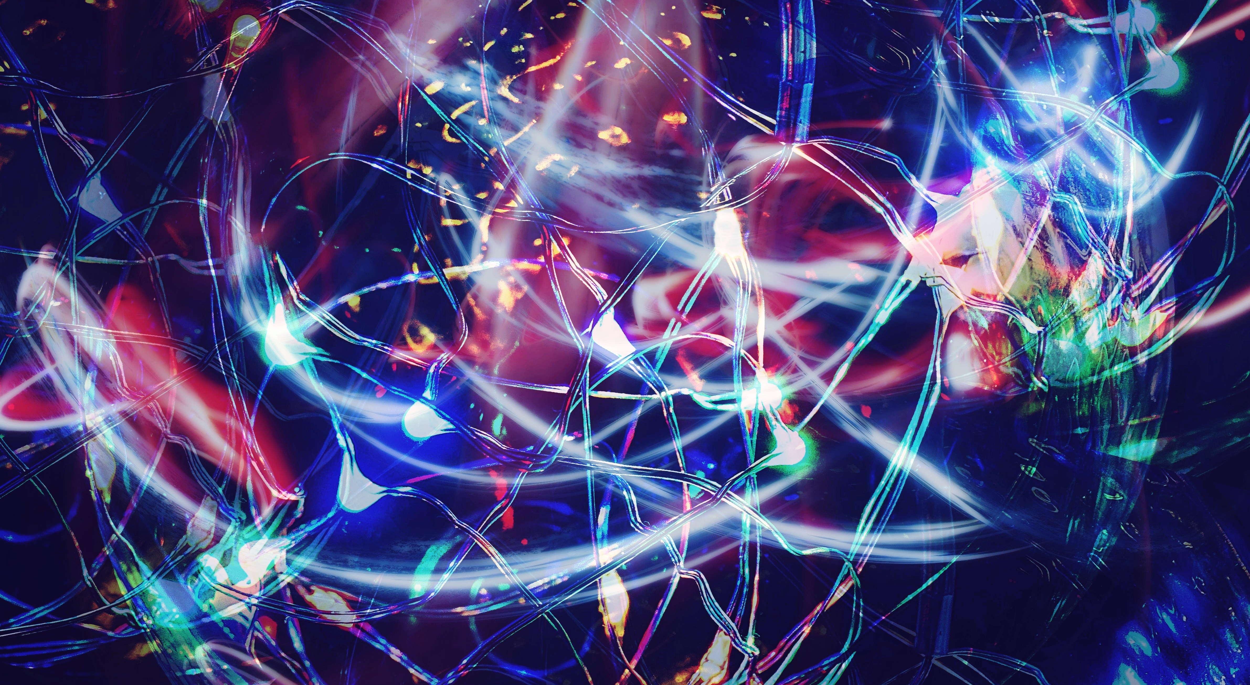 1920x1080 Background neon, abstract, lights, multicolored, motley, garland