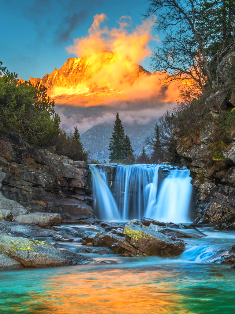 Descarga gratuita de fondo de pantalla para móvil de Cascadas, Rio, Montaña, Cascada, Tierra, Río, Tierra/naturaleza.