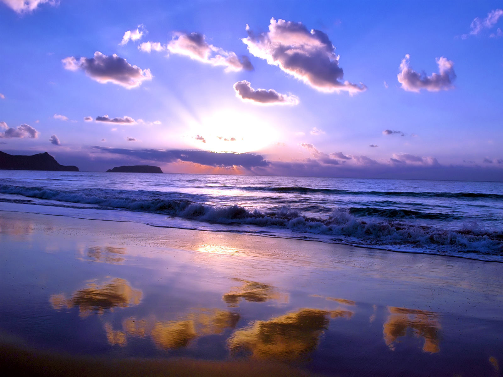Download mobile wallpaper Sky, Clouds, Landscape, Sea, Sun, Beach for free.