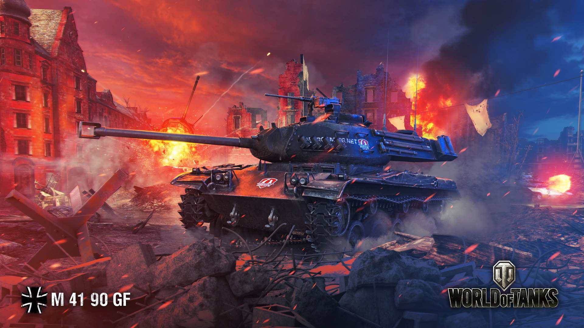 Handy-Wallpaper World Of Tanks, Explosion, Panzer, Ruinen, Schlacht, Computerspiele kostenlos herunterladen.