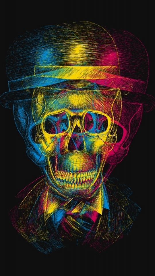 Download mobile wallpaper Dark, Skull, Psychedelic for free.