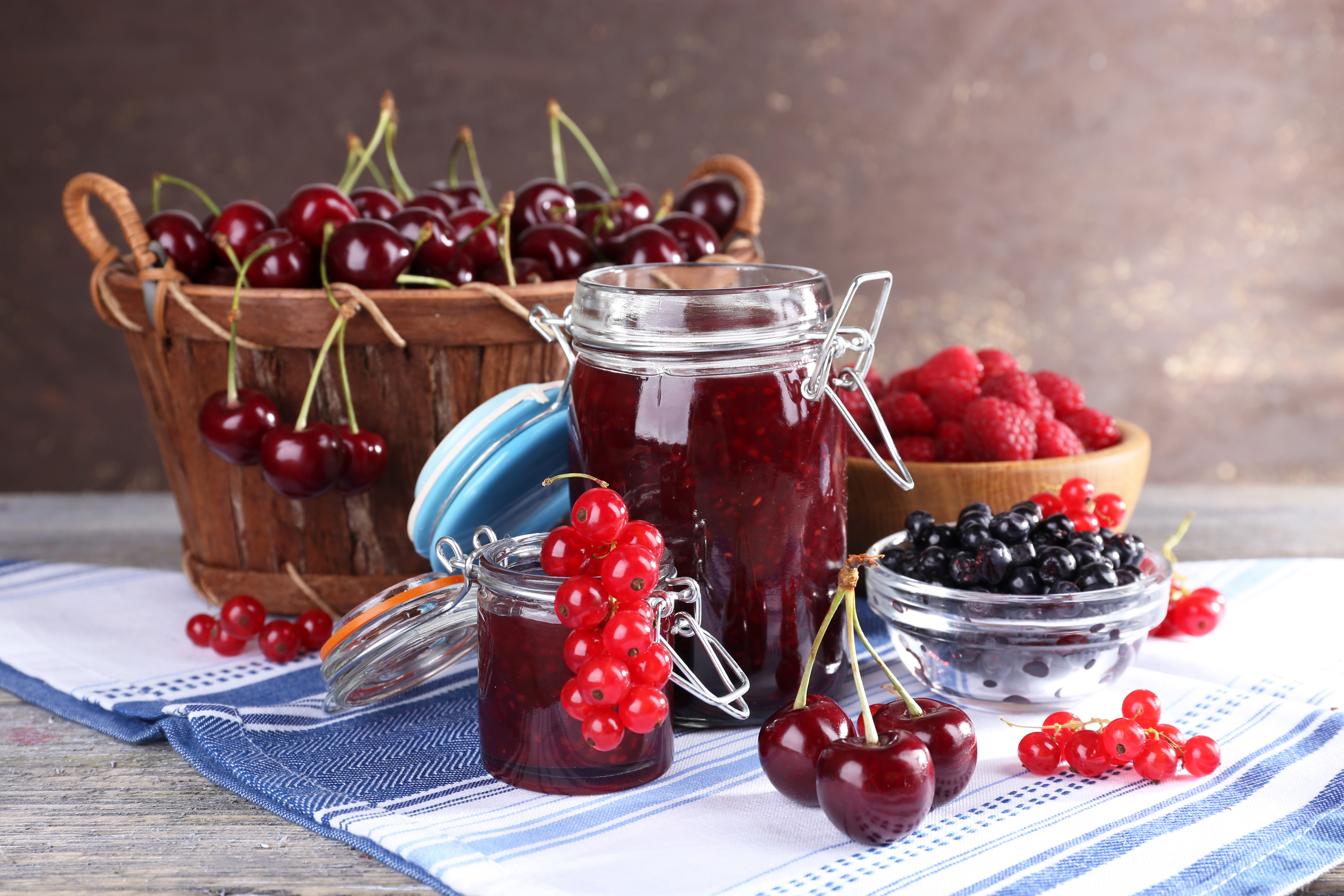 Download mobile wallpaper Food, Cherry, Blueberry, Raspberry, Berry, Fruit, Jam, Currants for free.