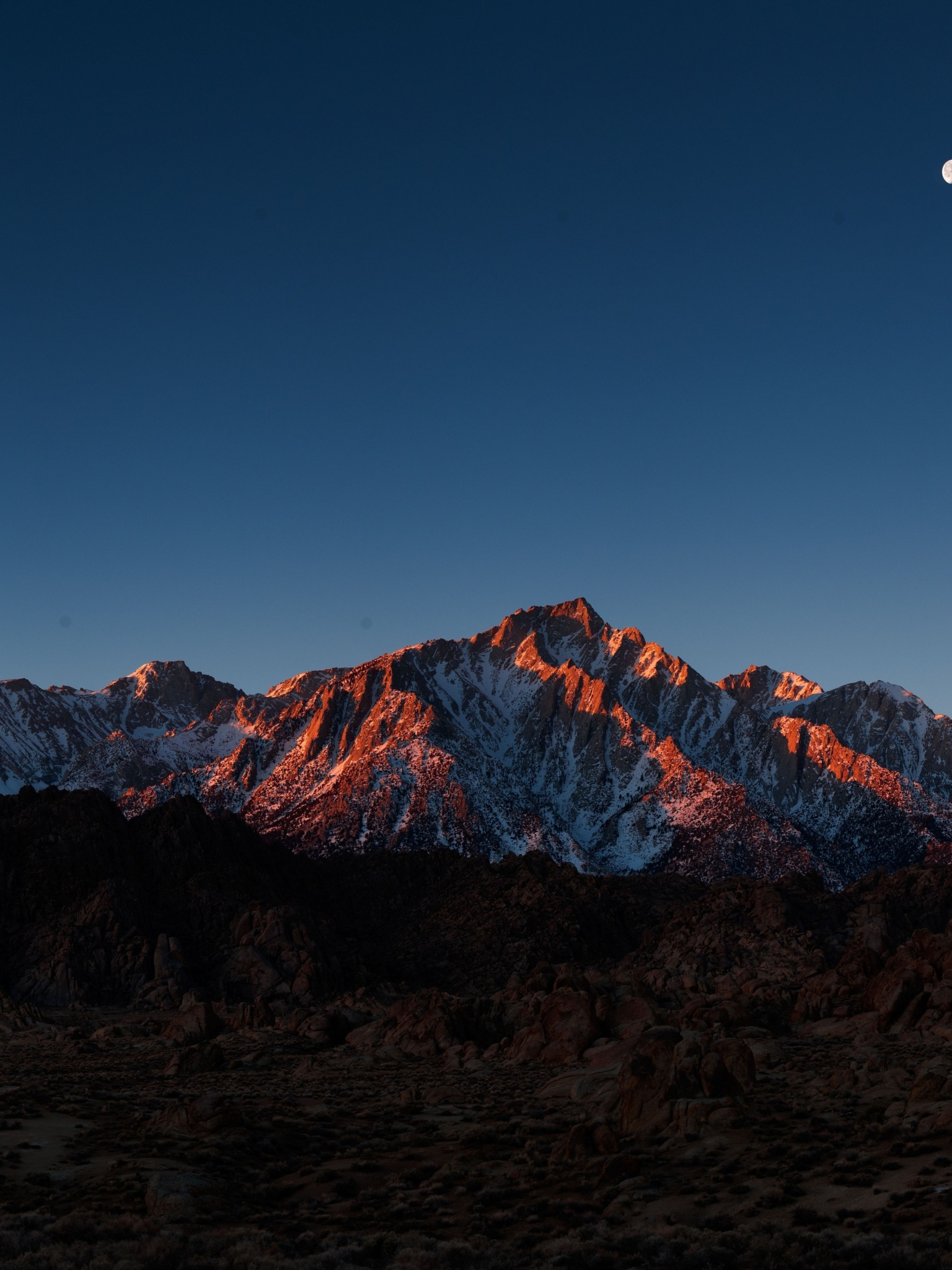 Free download wallpaper Sunset, Mountains, Moon, Mountain, Earth on your PC desktop