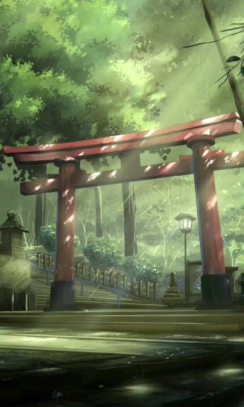 1271463 Hintergrundbild herunterladen animes, temple, schrein, wald, japan - Bildschirmschoner und Bilder kostenlos
