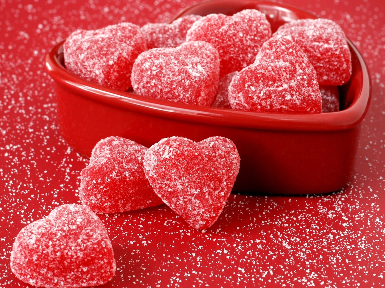 hearts, food, background, candies, red wallpapers for tablet
