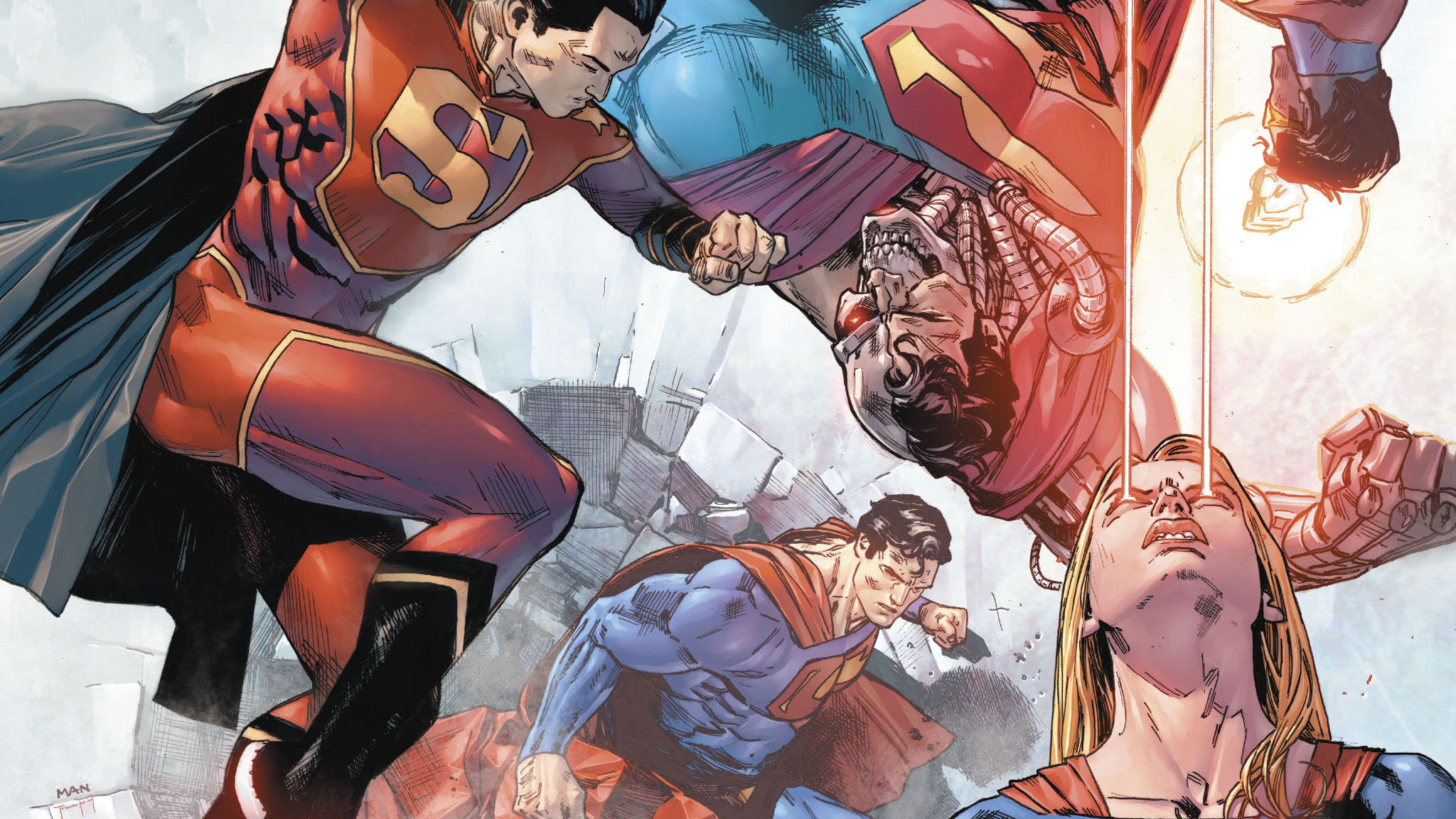 860756画像をダウンロード漫画, アクションコミック, サイボーグ スーパーマン, dcコミックス, スーパーガール, スーパーマン-壁紙とスクリーンセーバーを無料で