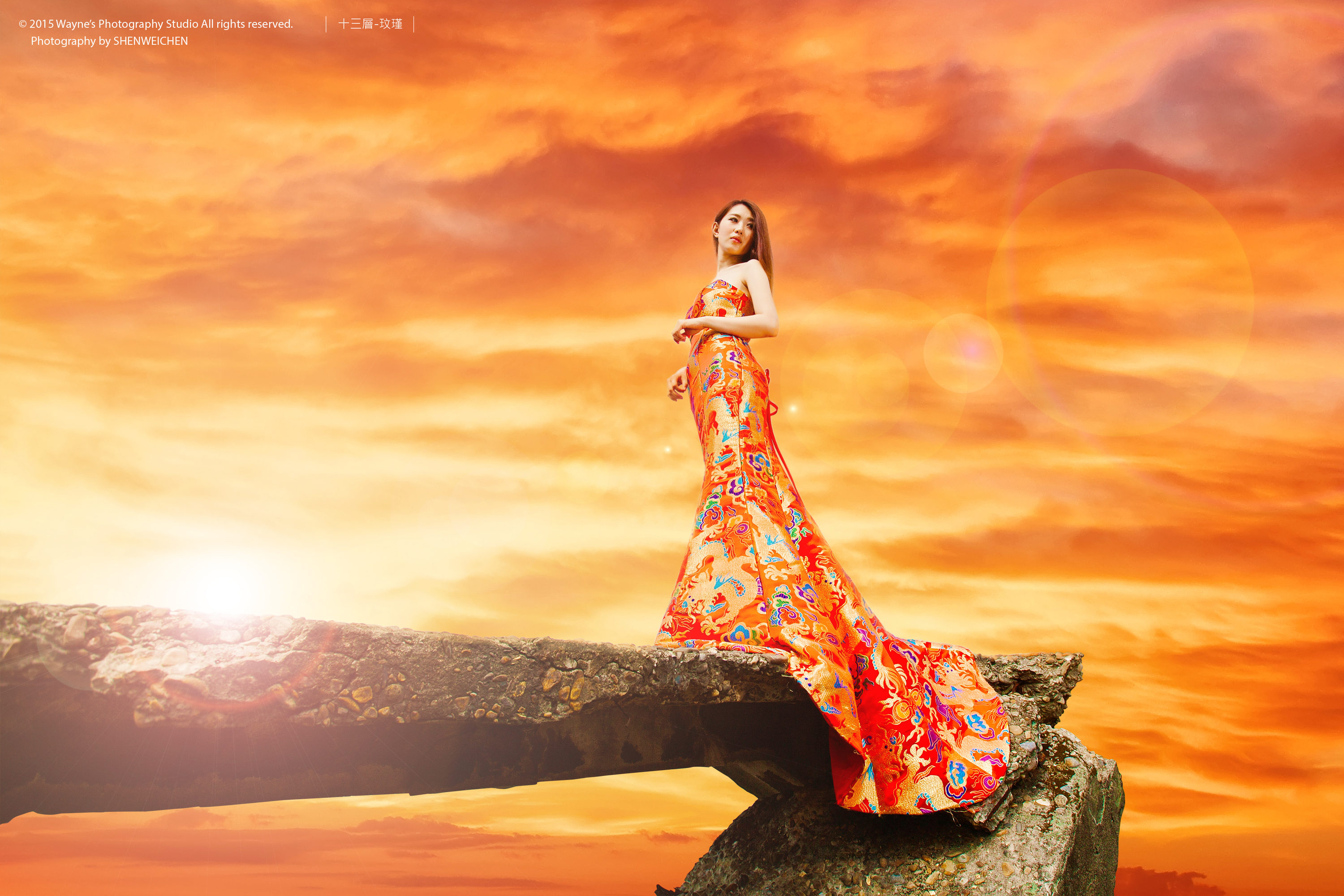 Free download wallpaper Sunset, Sky, Dress, Model, Women, Asian on your PC desktop