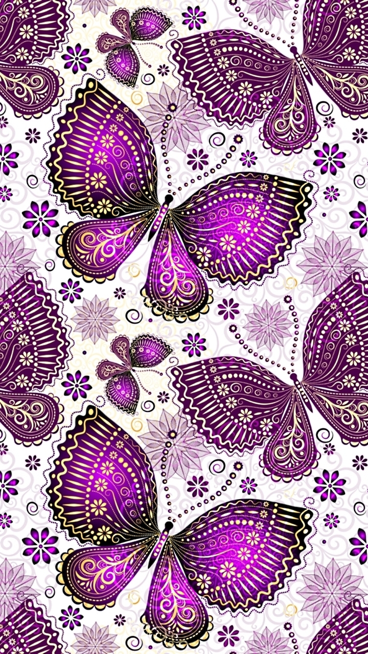 Скачать картинку Бабочка, Дизайн, Пурпурный, Художественные в телефон бесплатно.