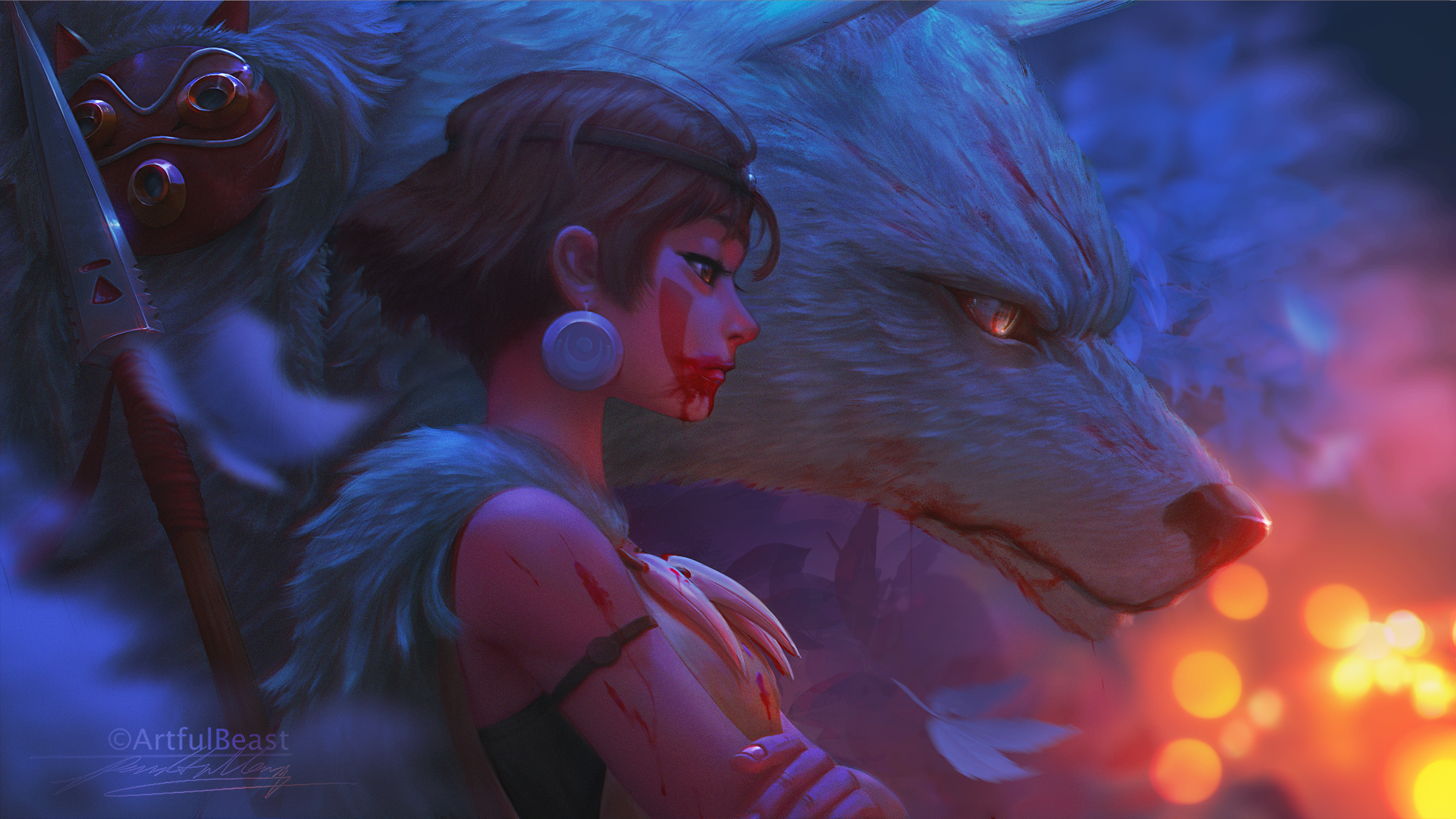 Laden Sie das Wolf, Animes, Kurzes Haar, Prinzessin Mononoke-Bild kostenlos auf Ihren PC-Desktop herunter